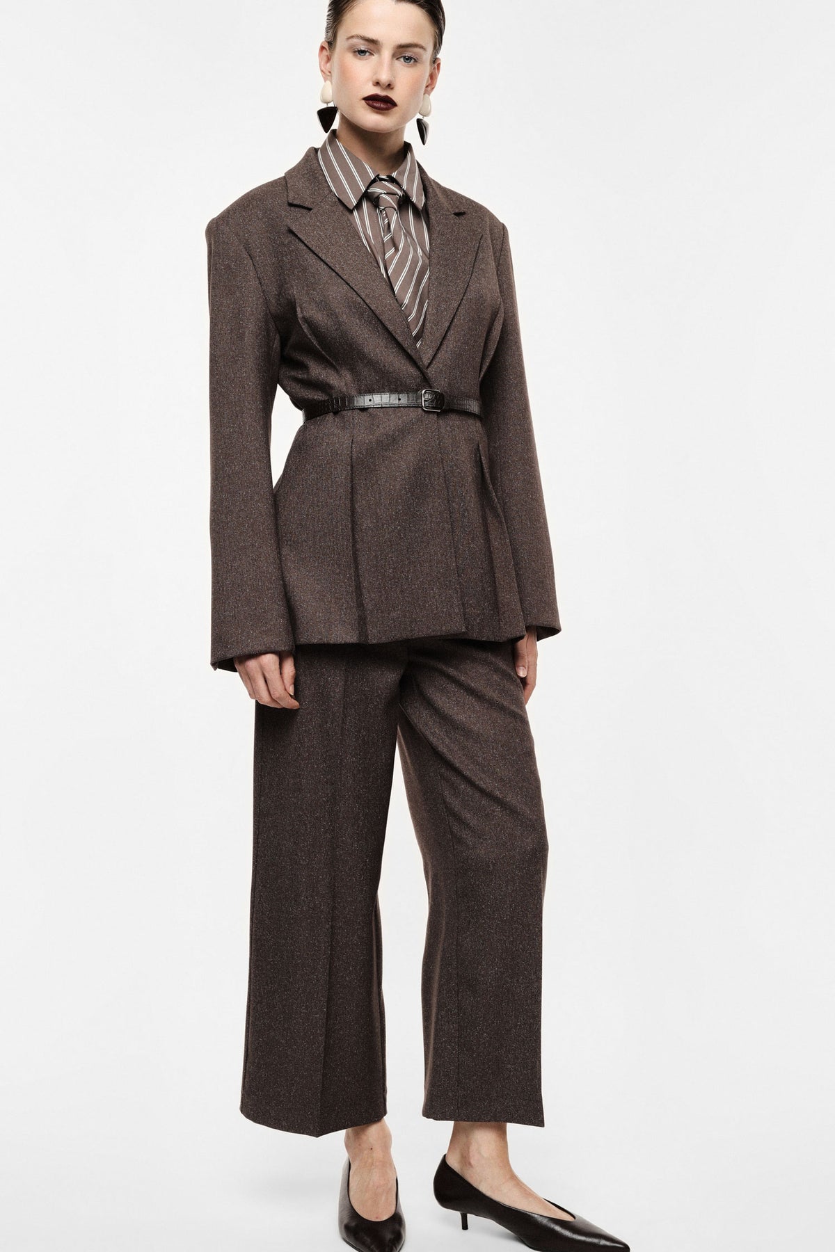 Pantalon palazzo taille haute marron – Imperial