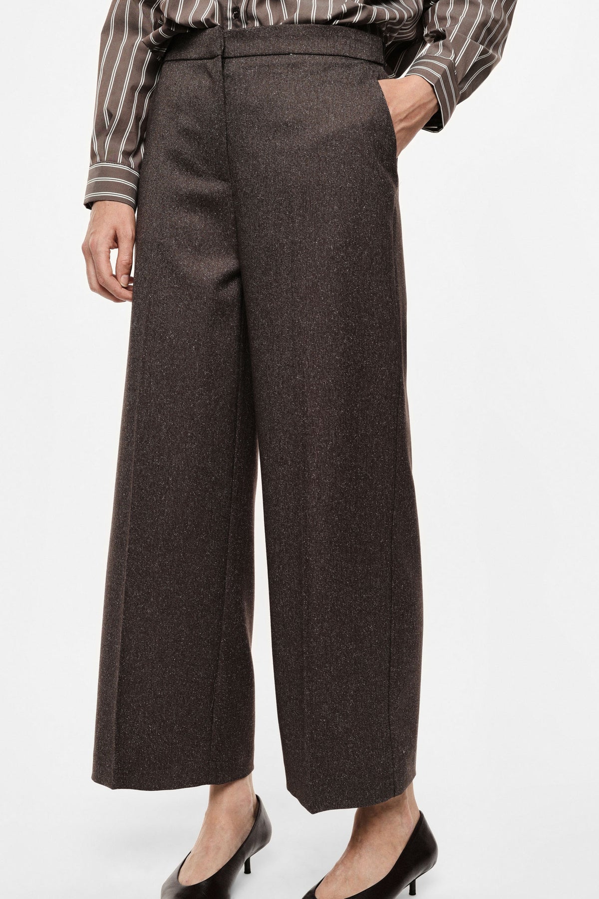 Pantalon palazzo taille haute marron – Imperial