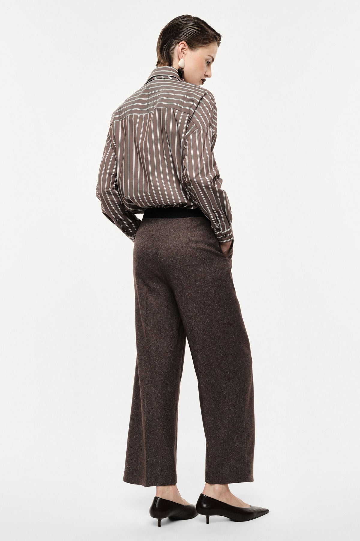 Pantalon palazzo taille haute marron – Imperial