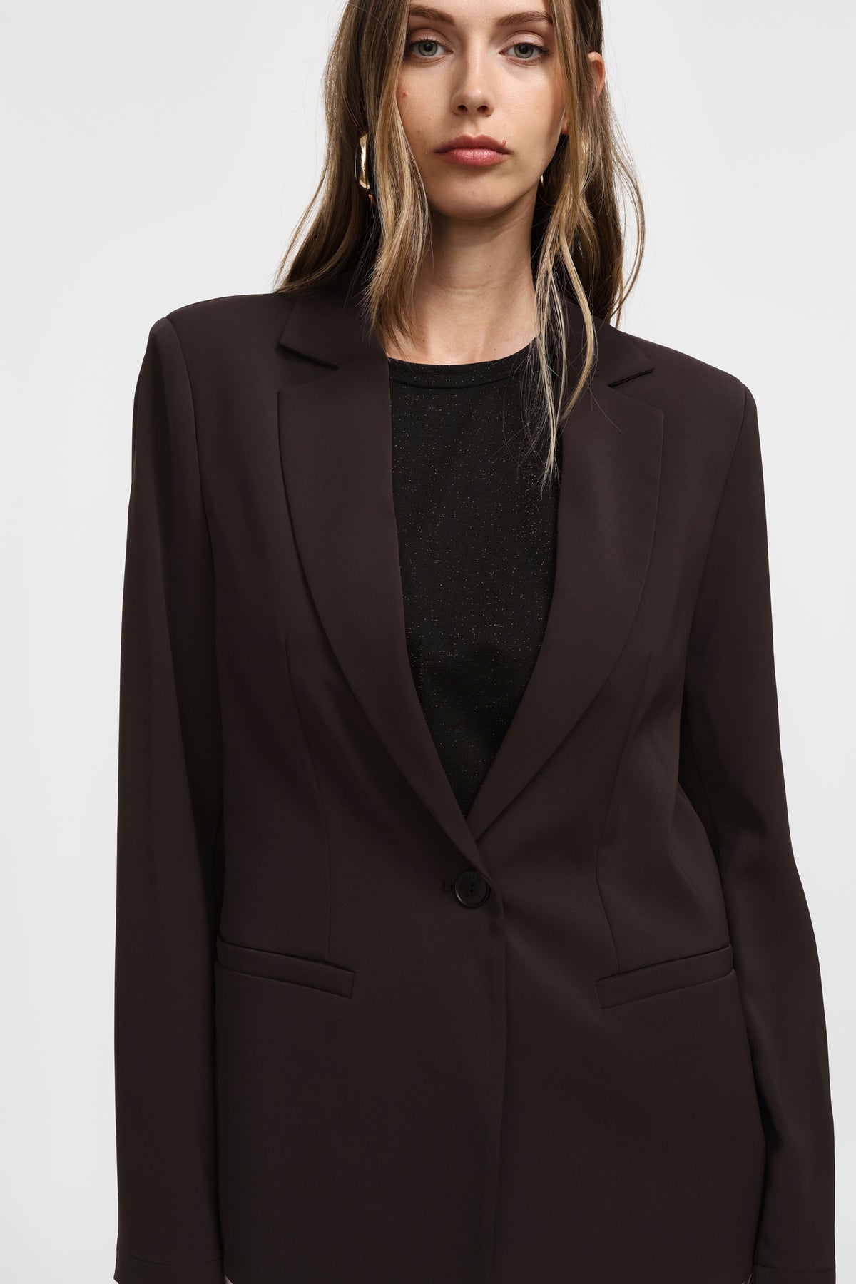 Blazer fluide en crêpe infroissable chocolat – Femme