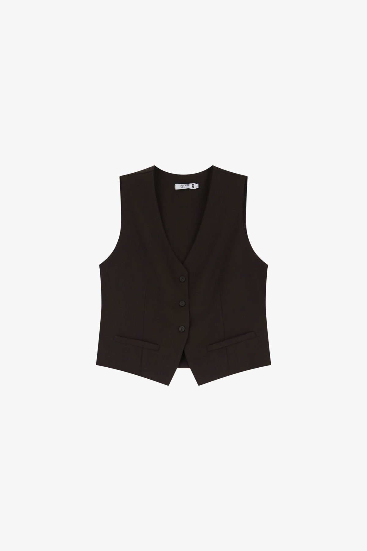 Gilet de tailleur en crêpe infroissable chocolat – Femme