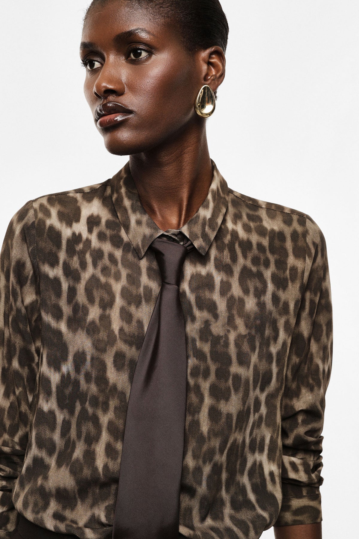 Chemise manches longues imprimé panthère chocolat – Imperial