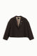 Image de Blazer court boxy à broches décoratives chocolat – Femme