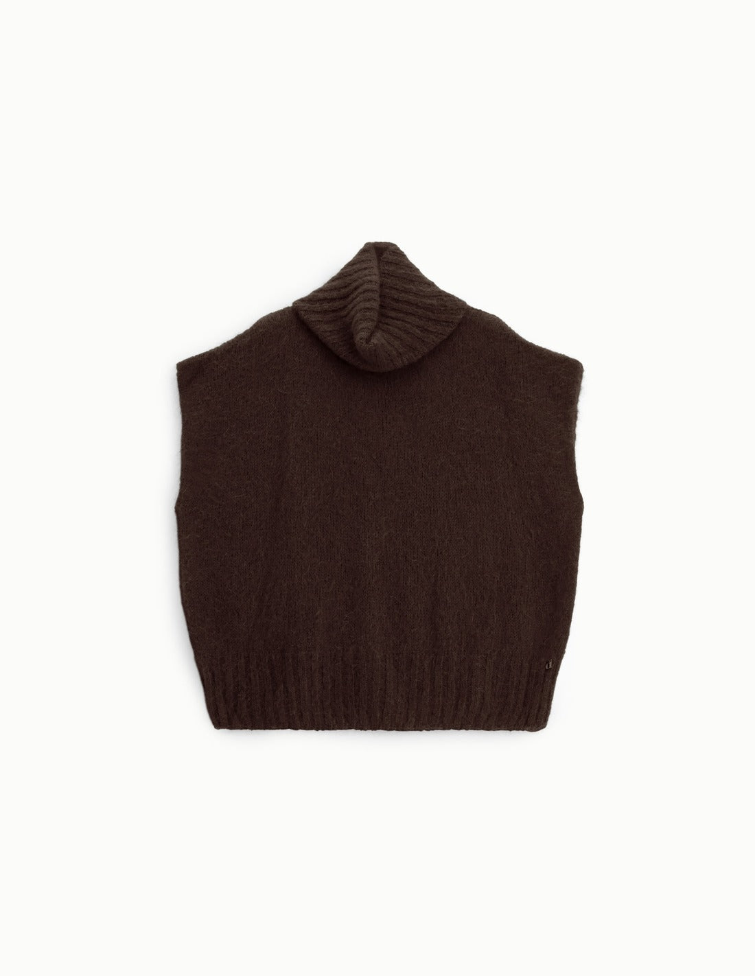 Pull sans manches col roulé ample chocolat à plat – Dixie Femme