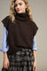 Image de Pull sans manches col roulé ample chocolat – Femme
