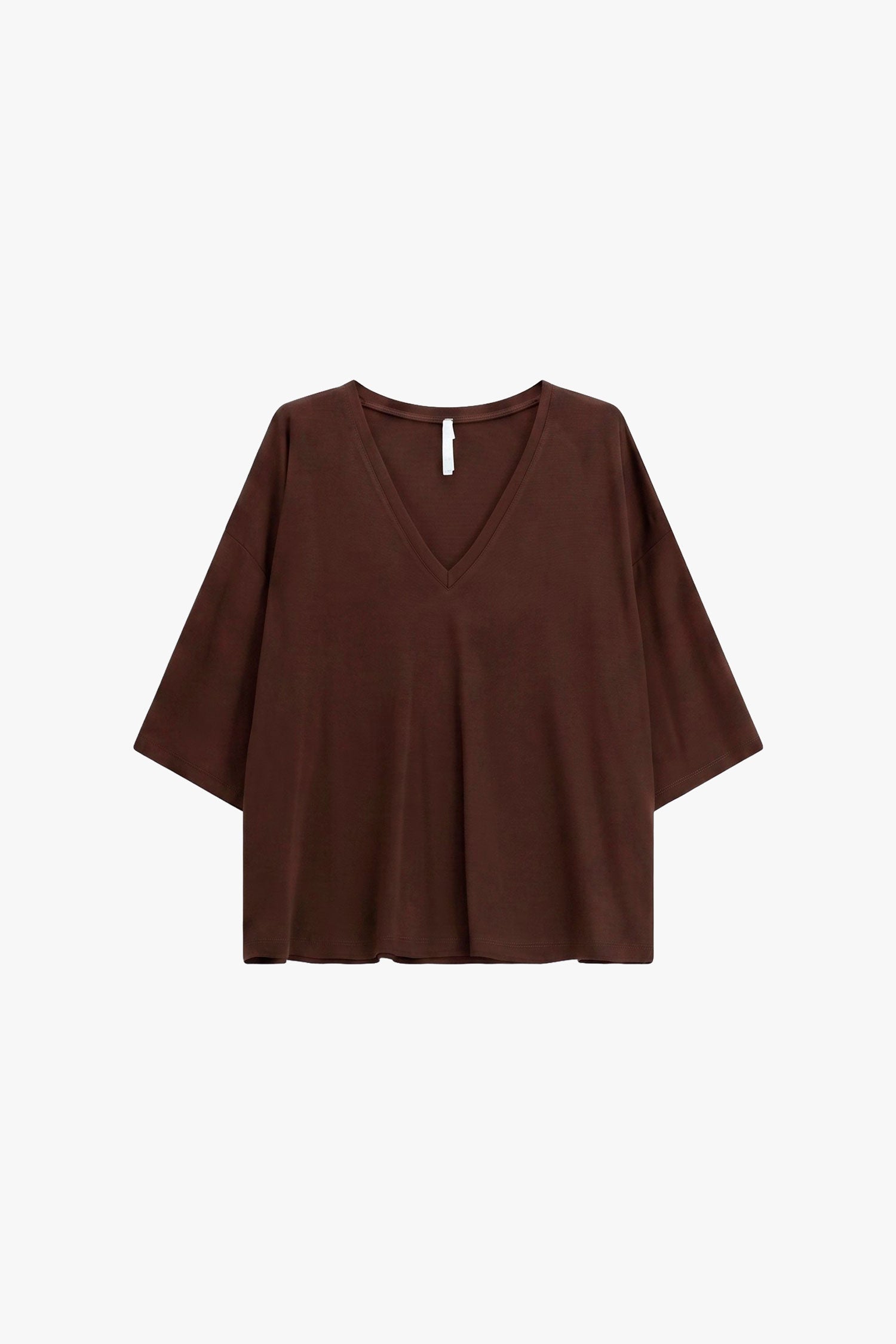 Top drape en jersey chocolat Imperial Femme vue de face