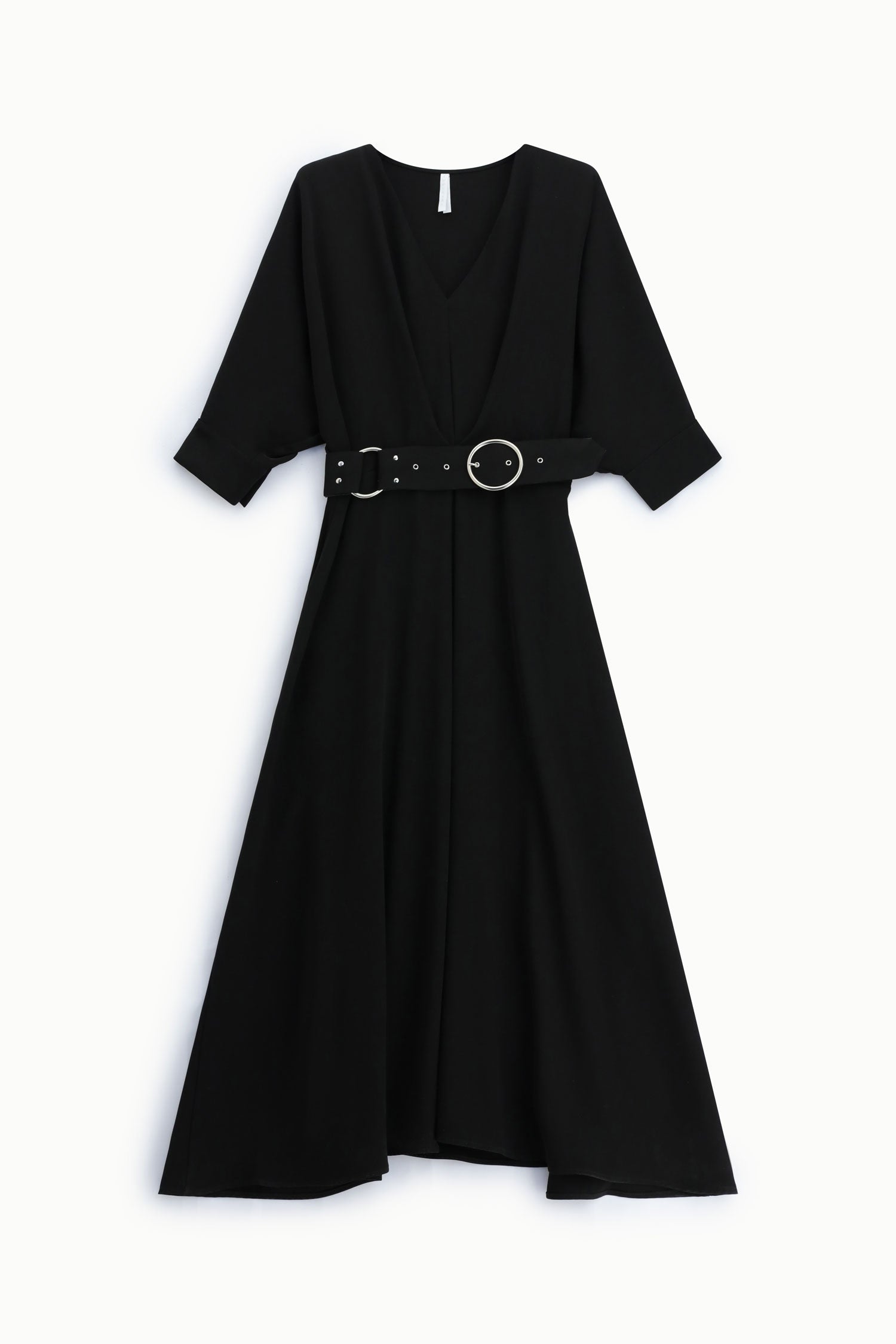 Robe longue ceinturée décolleté V noir Imperial Femme