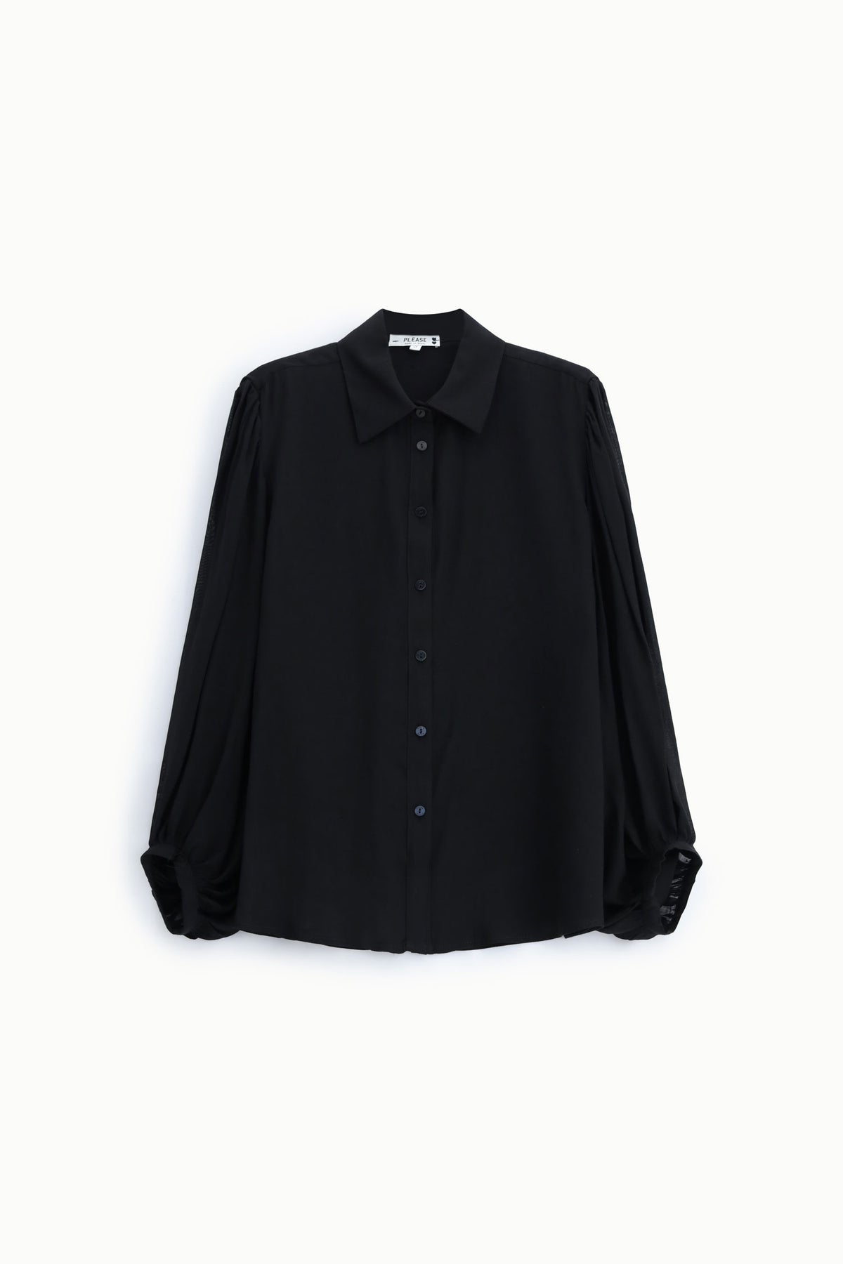 Chemise fluide manches ballon noire – Femme