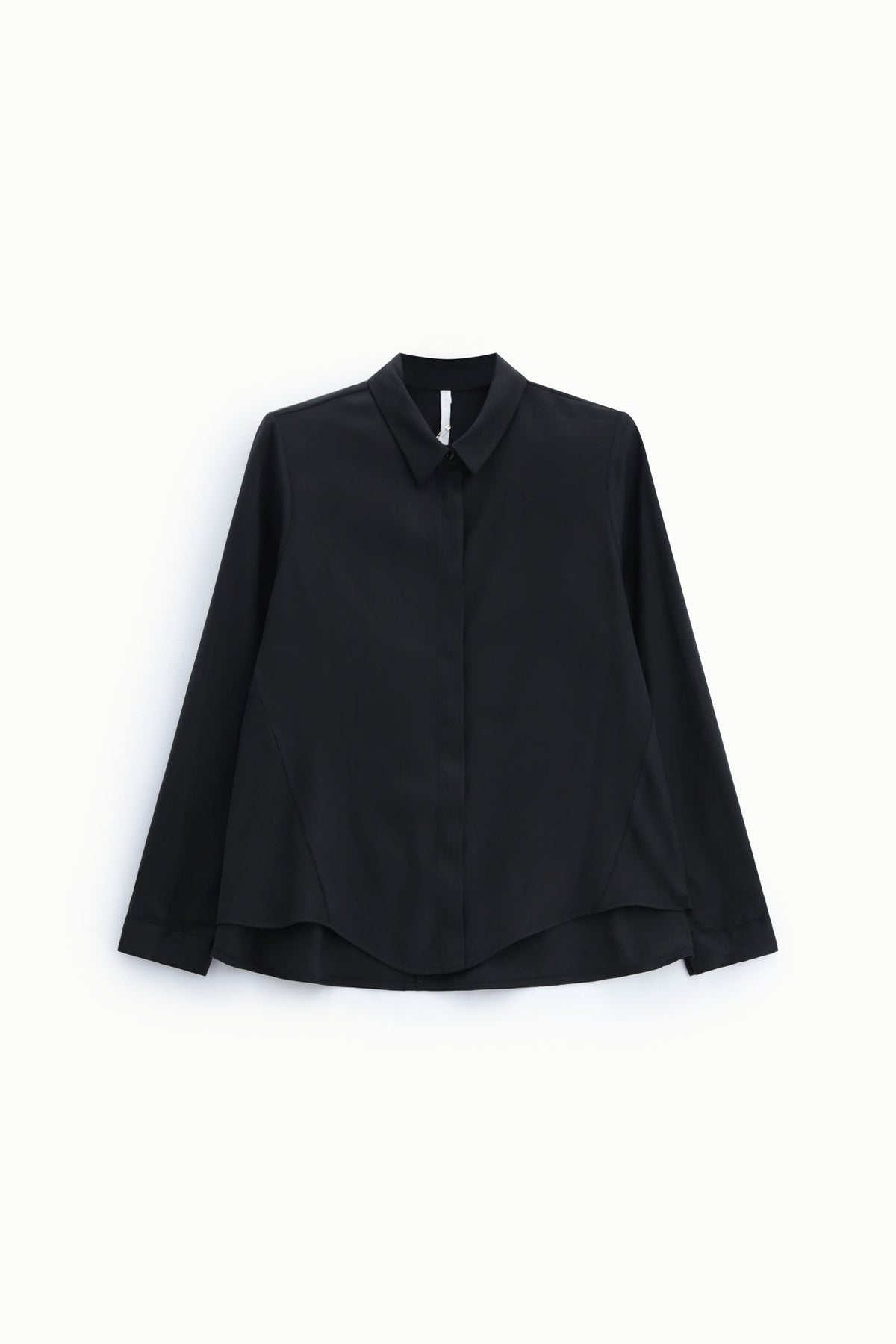 Chemise droite trapèze à ourlet asymétrique noire – Femme