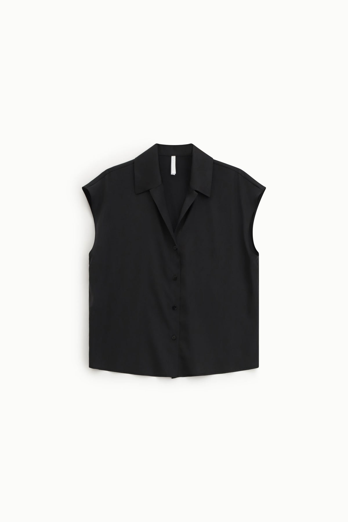 Chemisier sans manches en crêpe satin noir – Femme