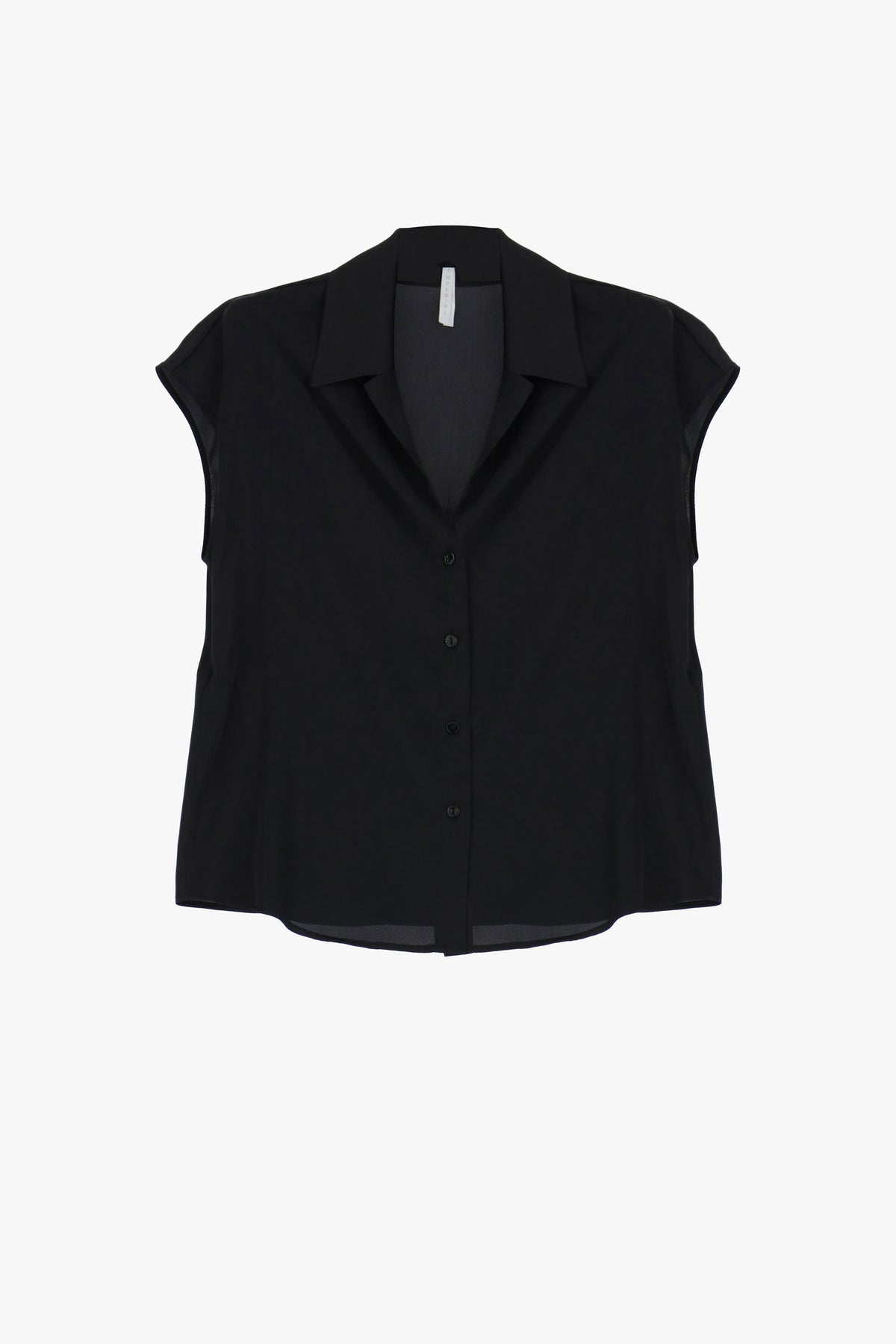 Chemisier sans manches en crêpe satin noir – Femme