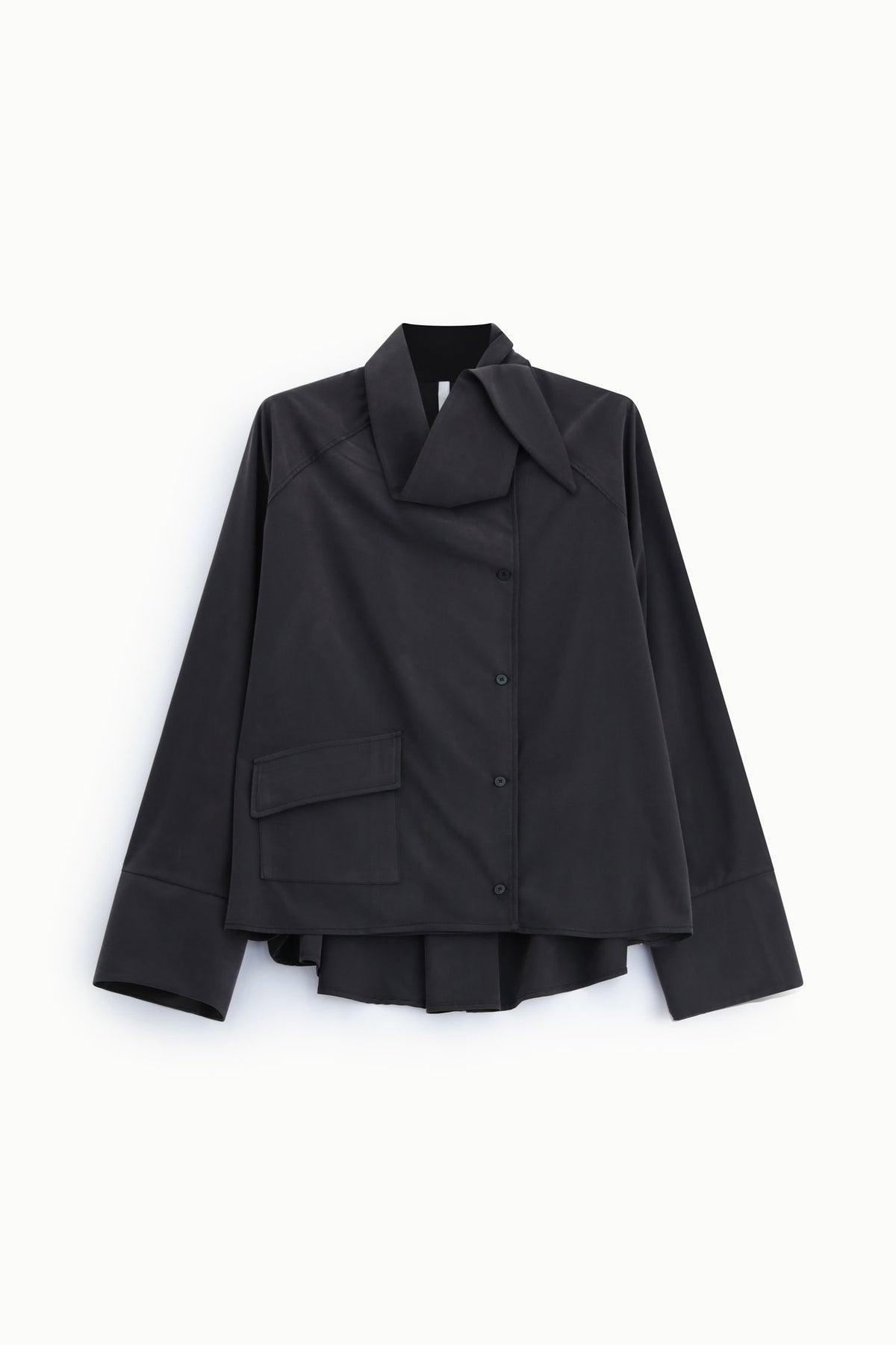 Chemise oversize col lavallière noir – Femme