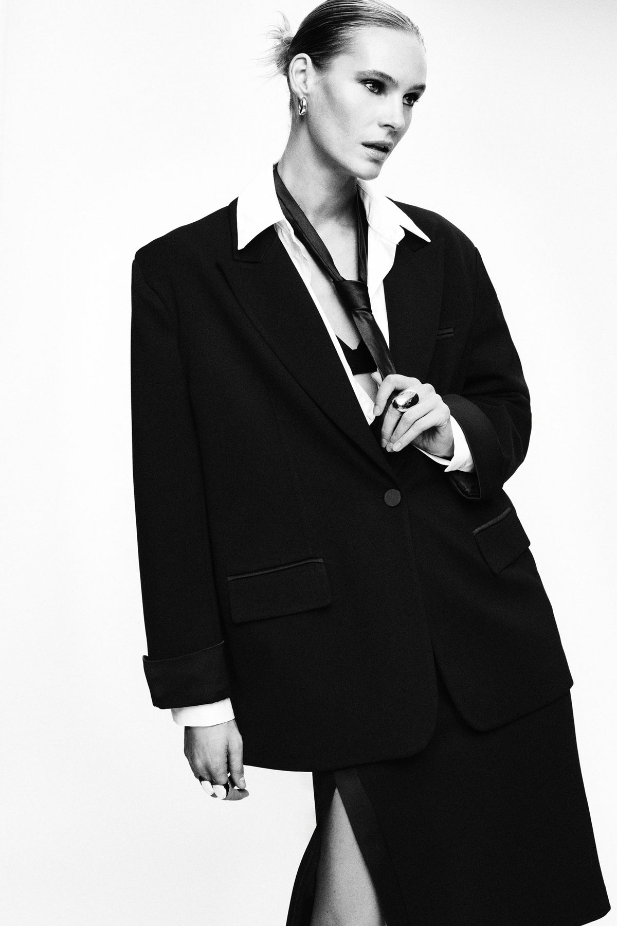 Blazer oversize à finitions smoking noir – Imperial