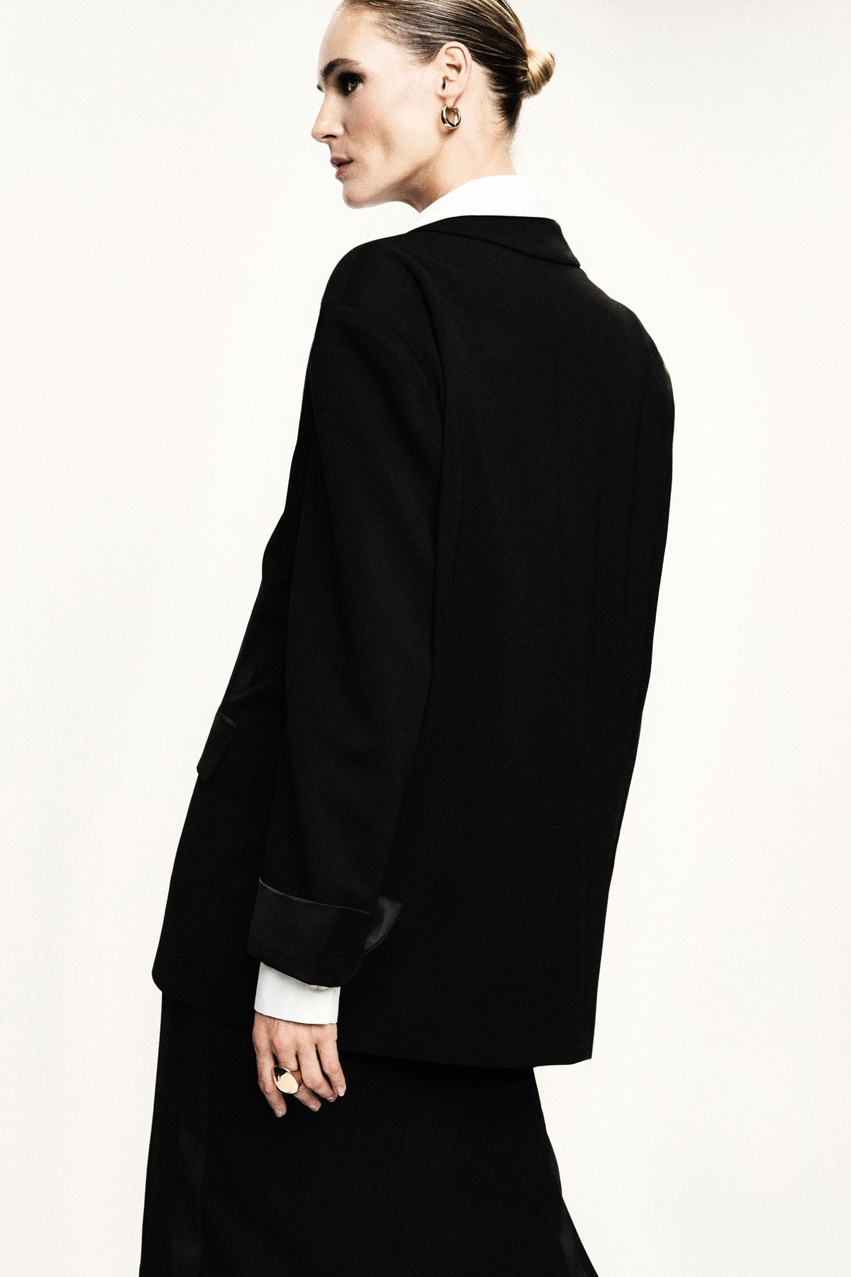 Blazer oversize à finitions smoking noir – Imperial
