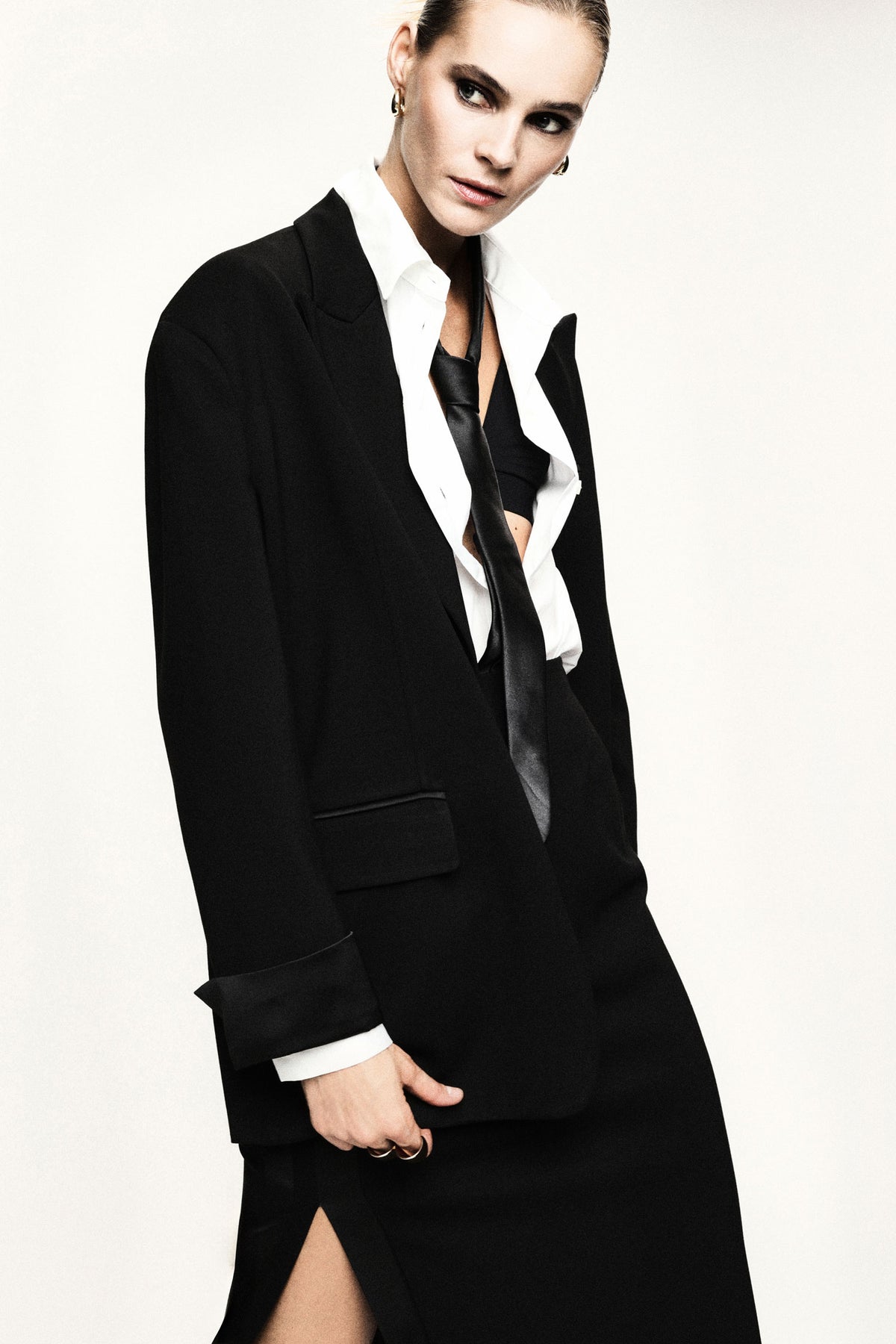 Blazer oversize à finitions smoking noir – Imperial