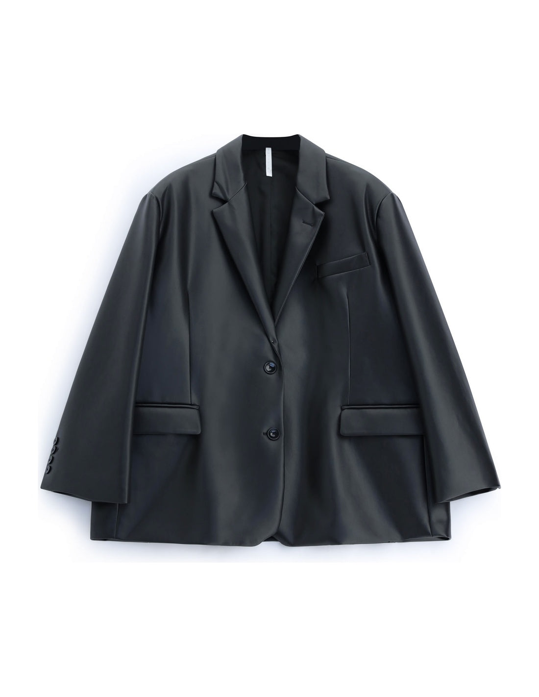 Blazer oversize effet cuir noir à plat – Imperial
