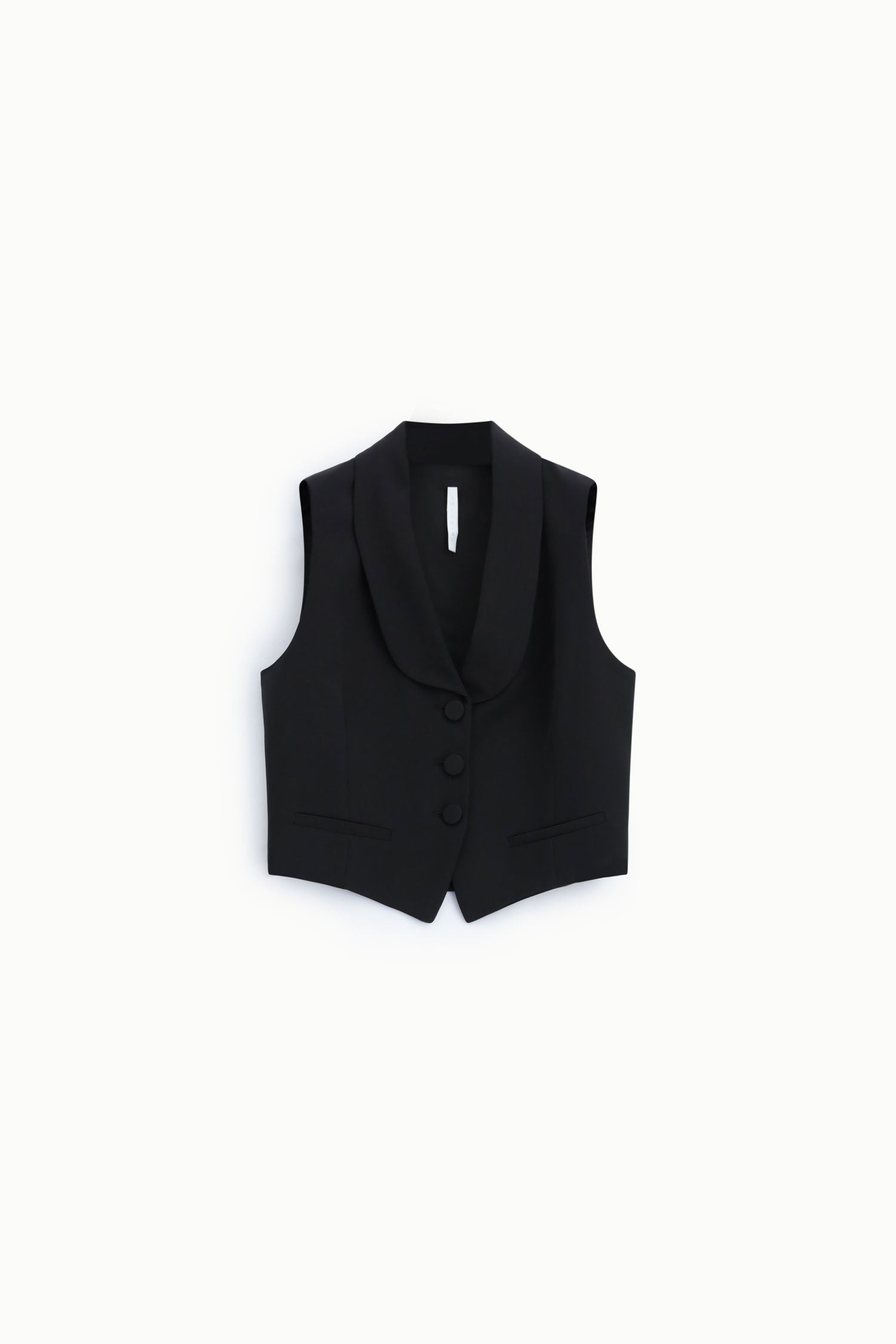 Gilet tailleur ajusté col châle en crêpe noir Imperial Femme