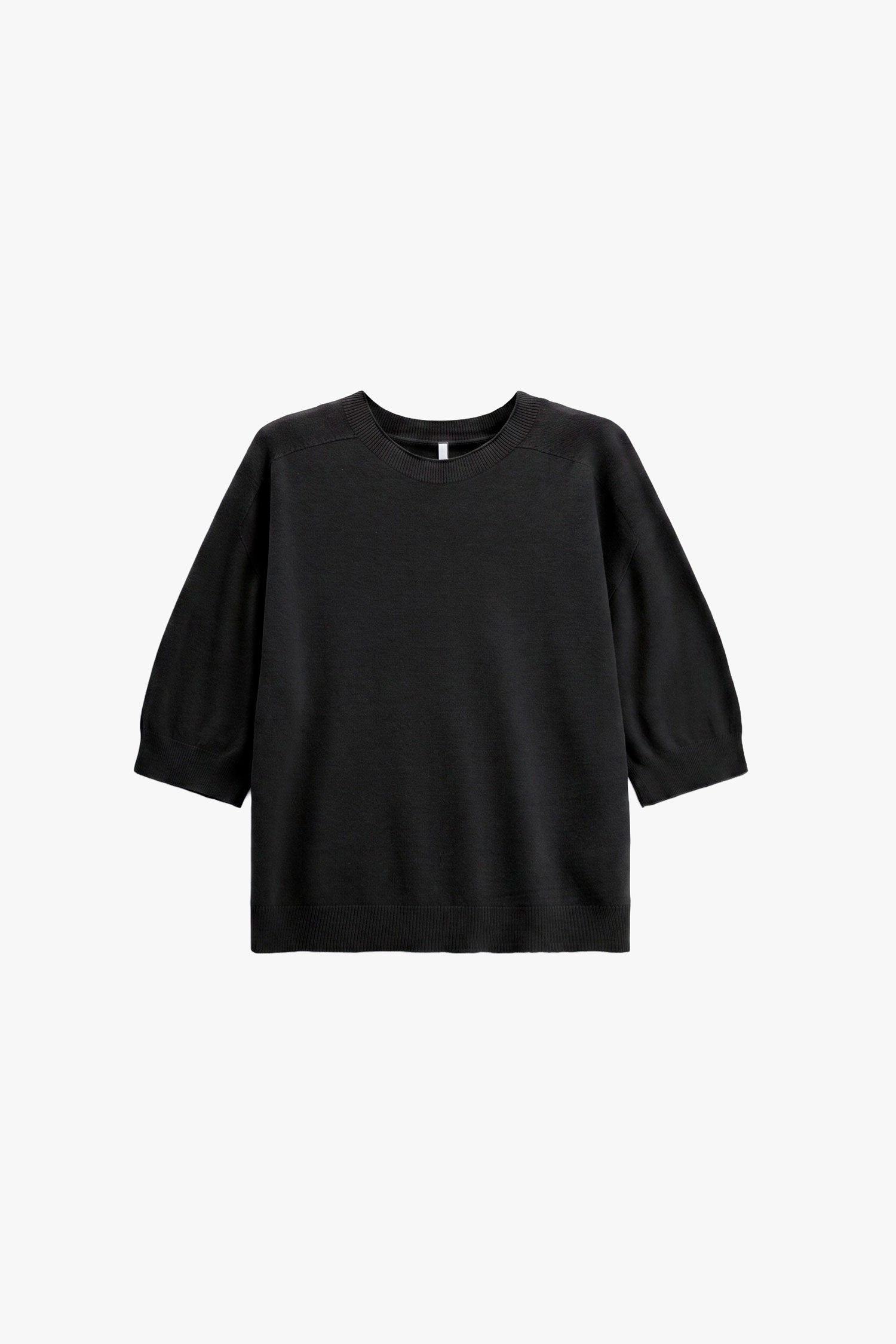 Pull col rond à manches ballon trois-quarts noir Imperial Femme