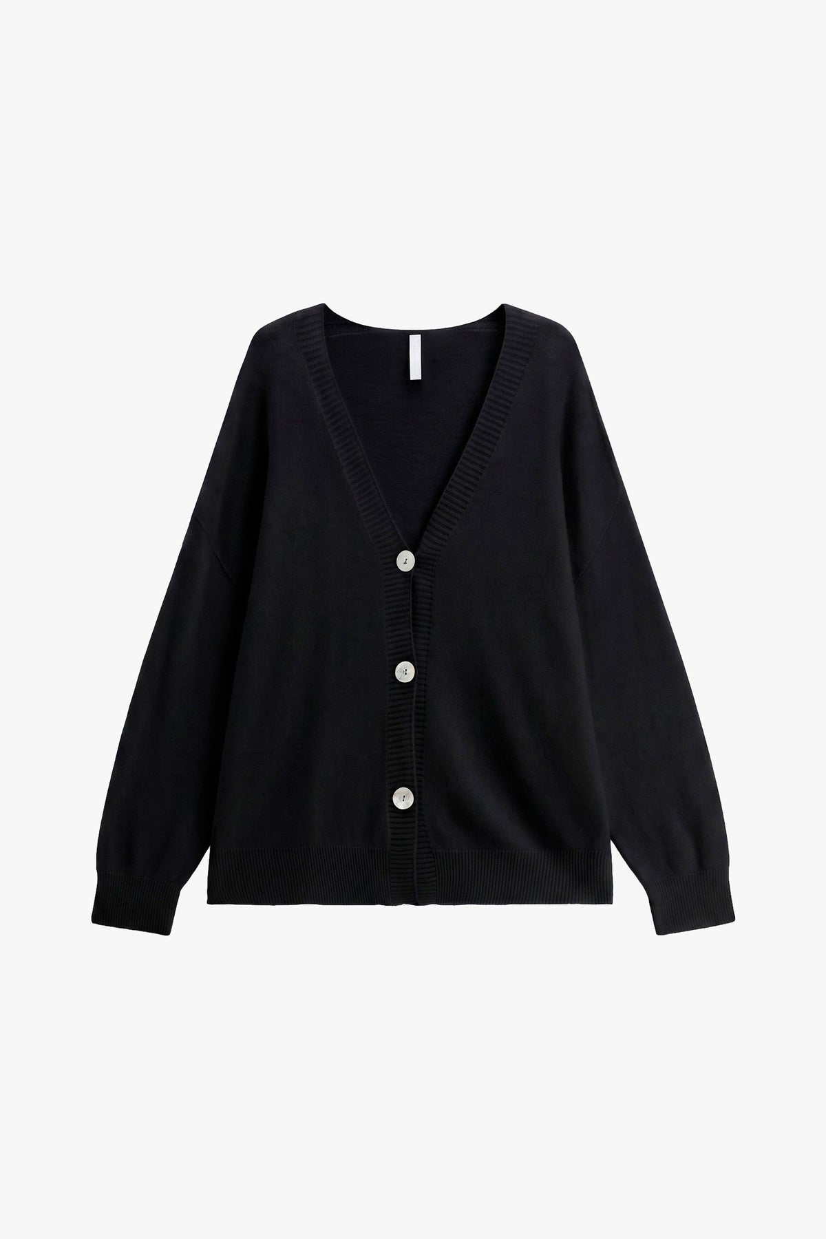 Cardigan col V à boutons nacrés noir Imperial Femme