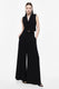 Image de Pantalon de tailleur palazzo en crêpe infroissable noir – Femme