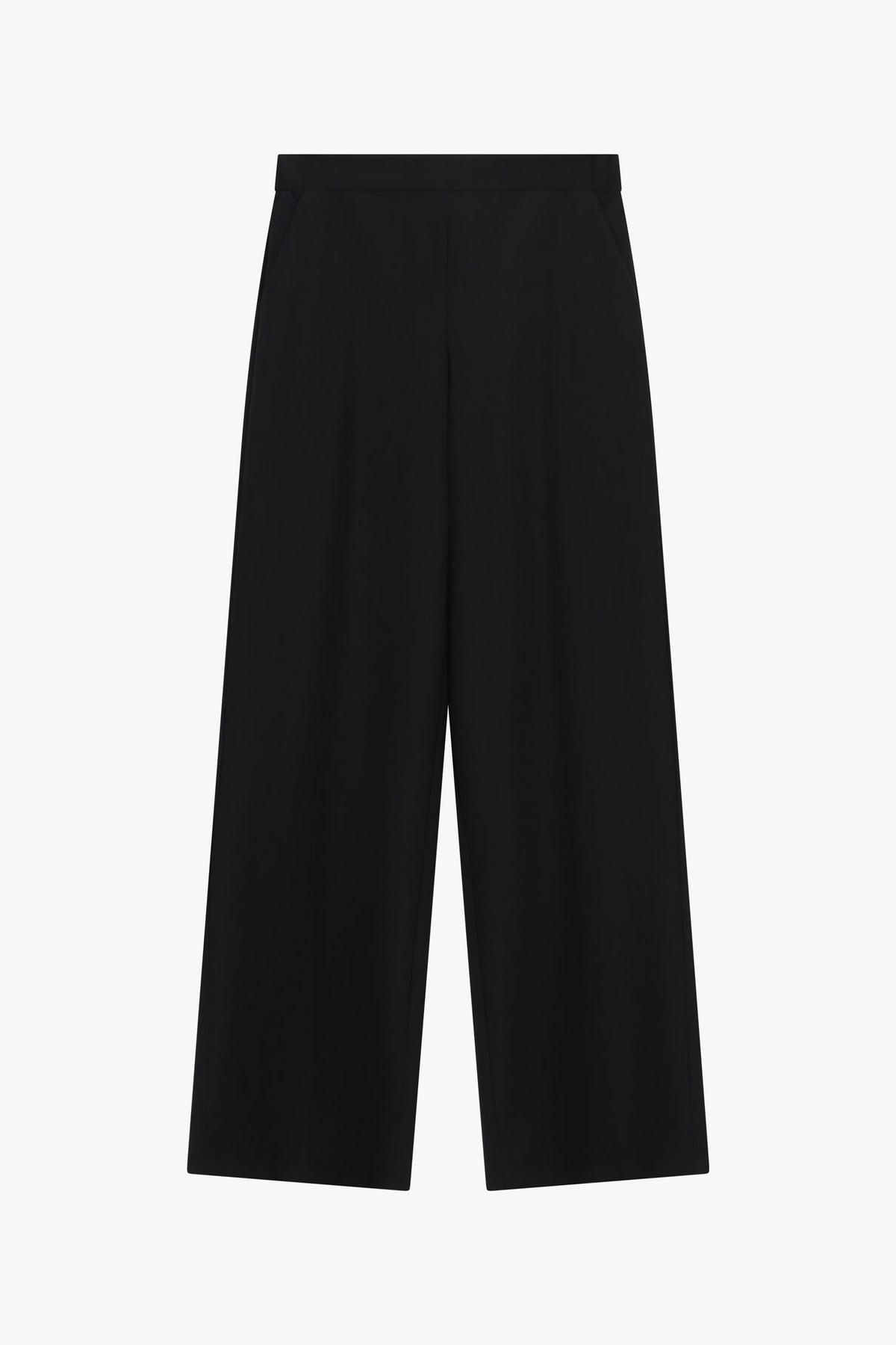 Pantalon large à pinces taille haute noir – Femme