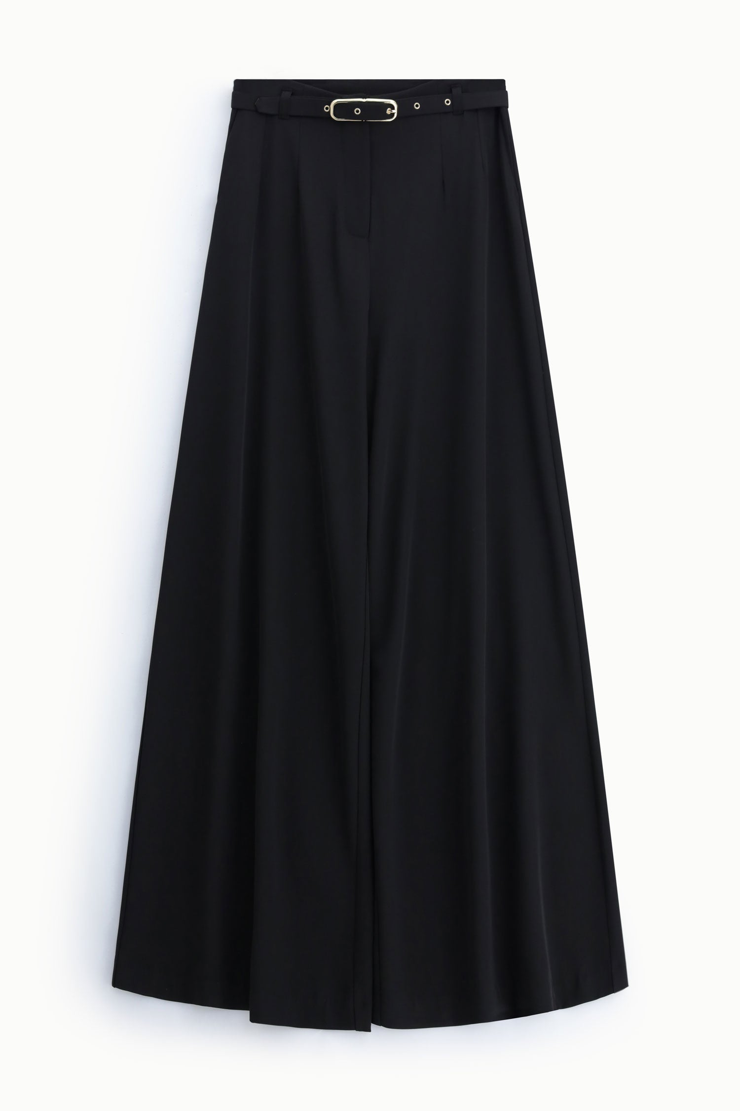 Pantalon palazzo taille haute ceinture métallique noir Imperial Femme
