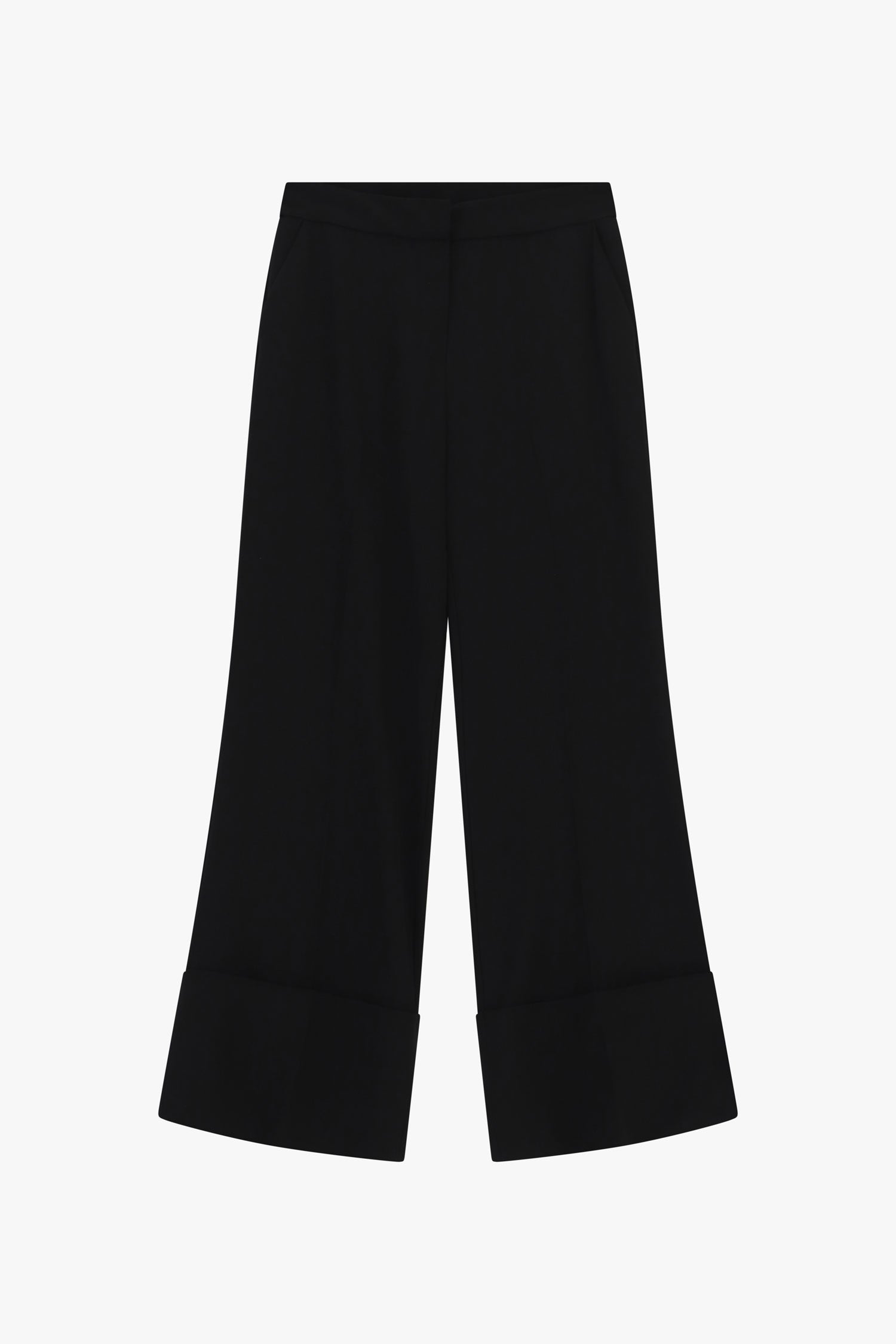 Pantalon palazzo taille haute revers large noir Imperial Femme