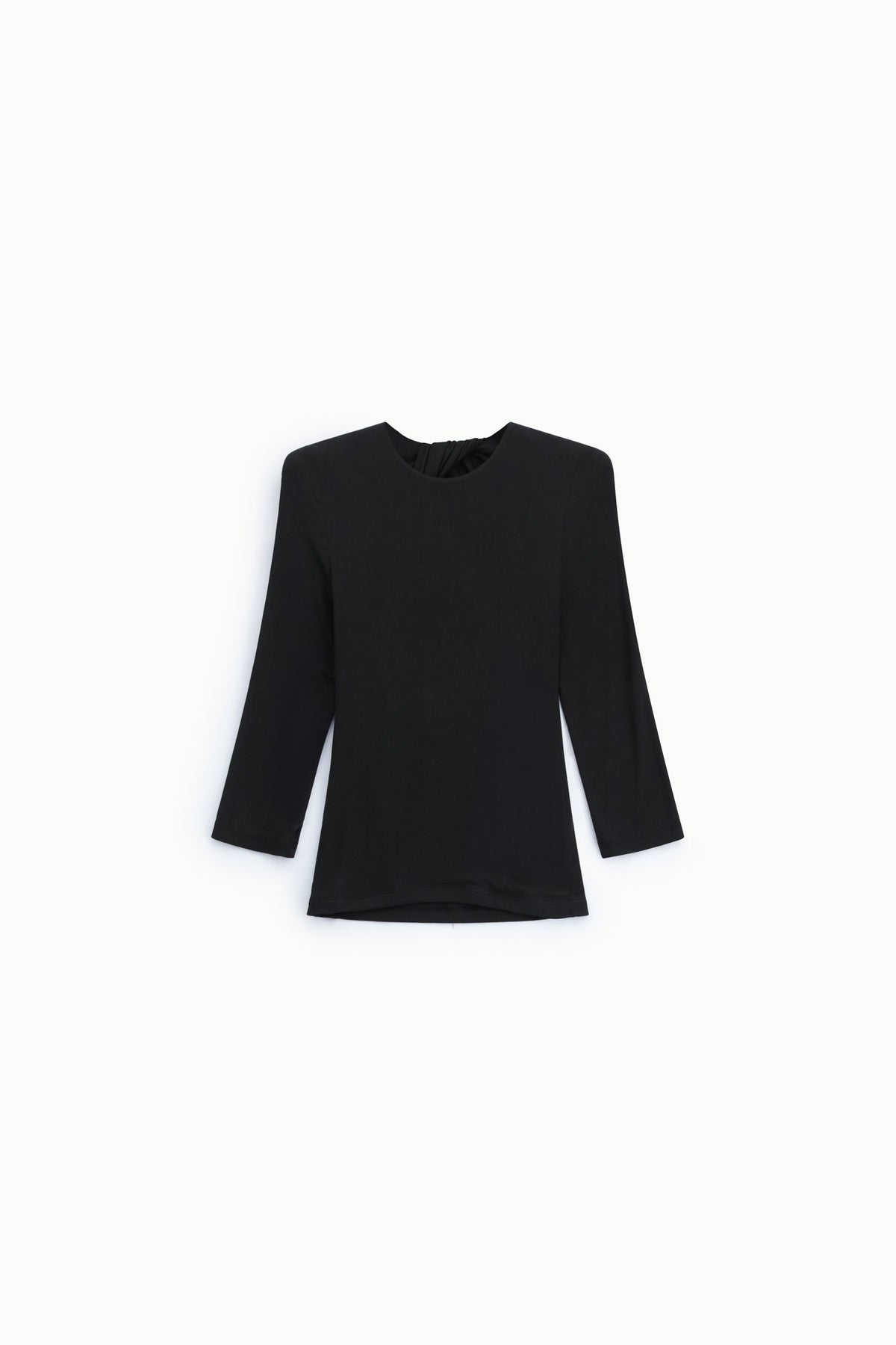 Top dos ouvert drapé manches trois-quarts noir – Femme
