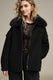 Image de Manteau court zippé en lainage col fausse fourrure noir – Dixie