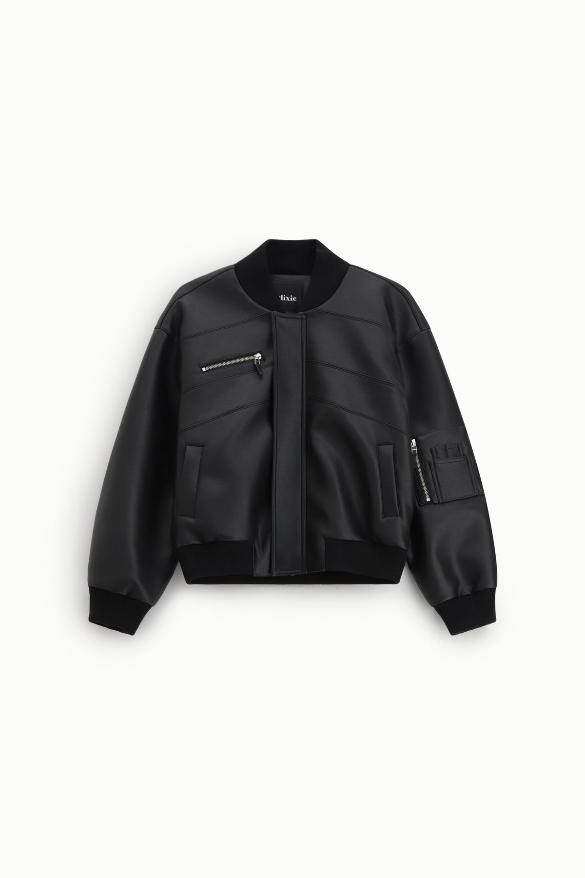 Bomber matelassé en éco-cuir noir Dixie