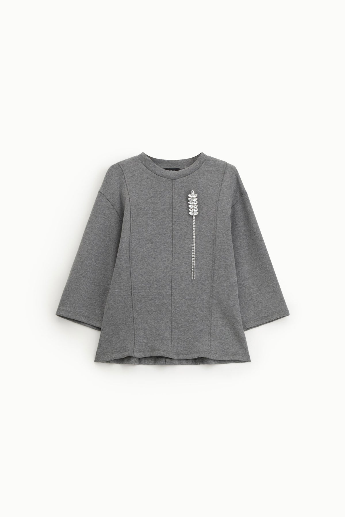 Sweat-shirt trapèze à épi brodé gris chiné Dixie