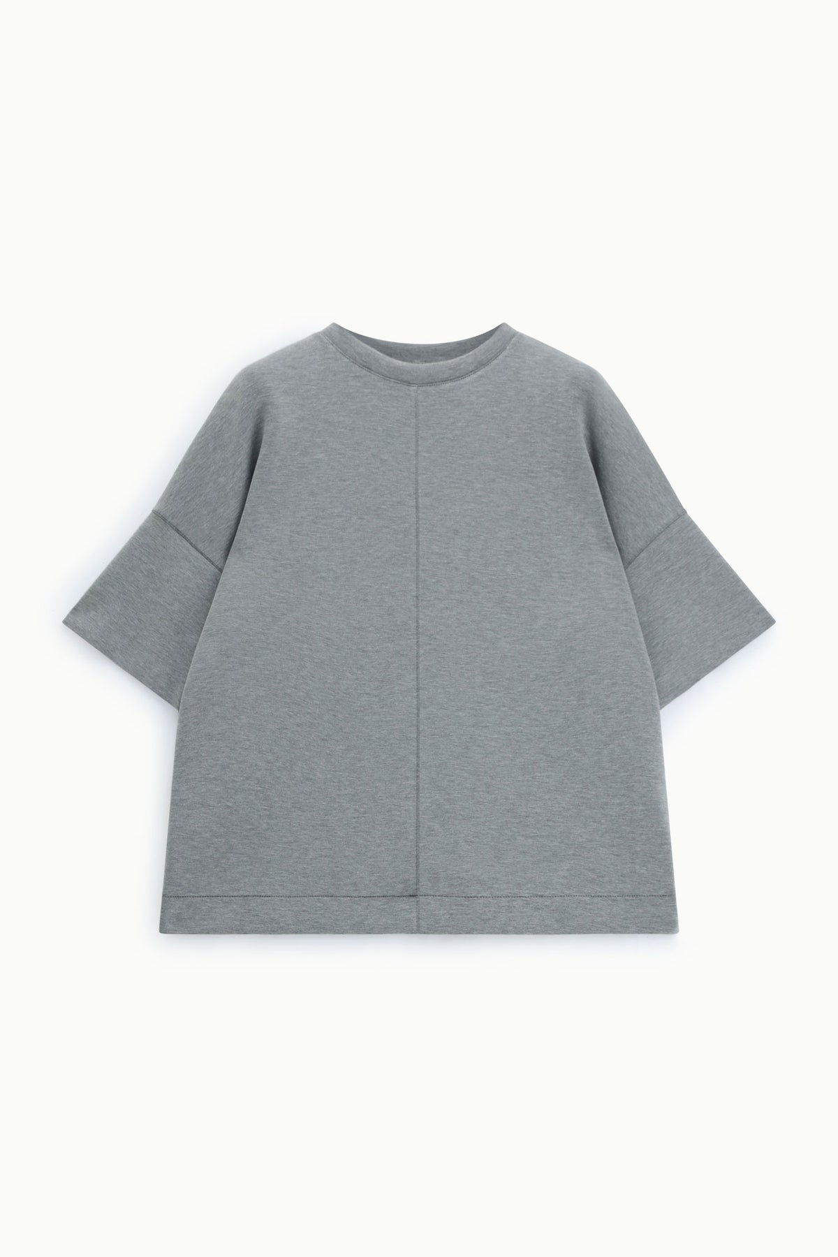 Sweat-shirt oversize manches courtes en point de Milan gris anthracite – Femme