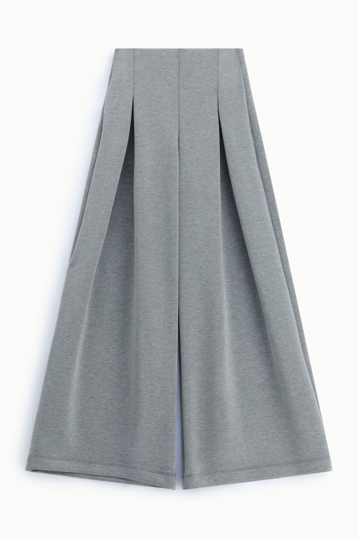 Pantalon palazzo à plis en point de Milan gris anthracite – Femme