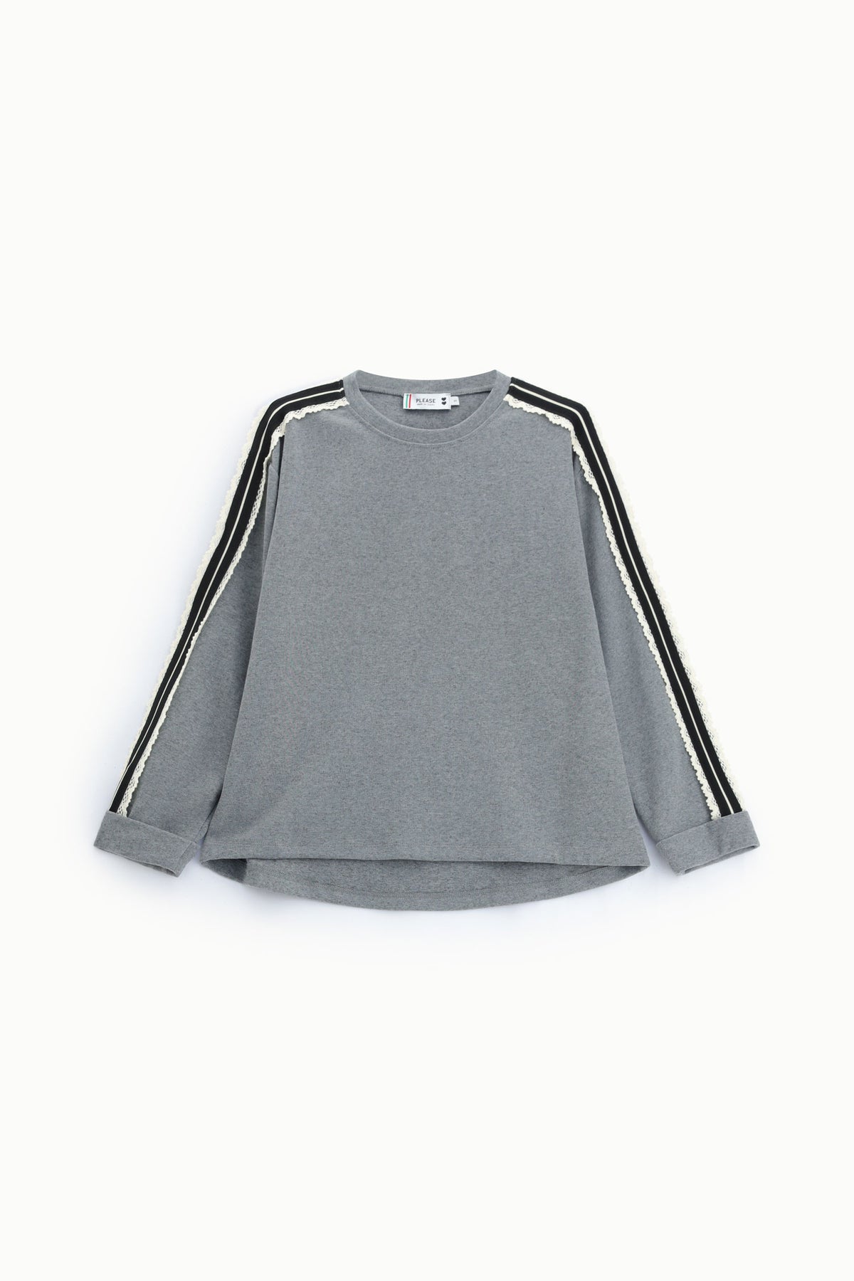 Sweat à bandes latérales gris chiné – Femme