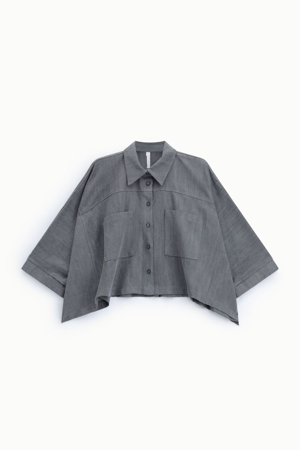 Chemise courte oversize façon denim gris denim – Femme