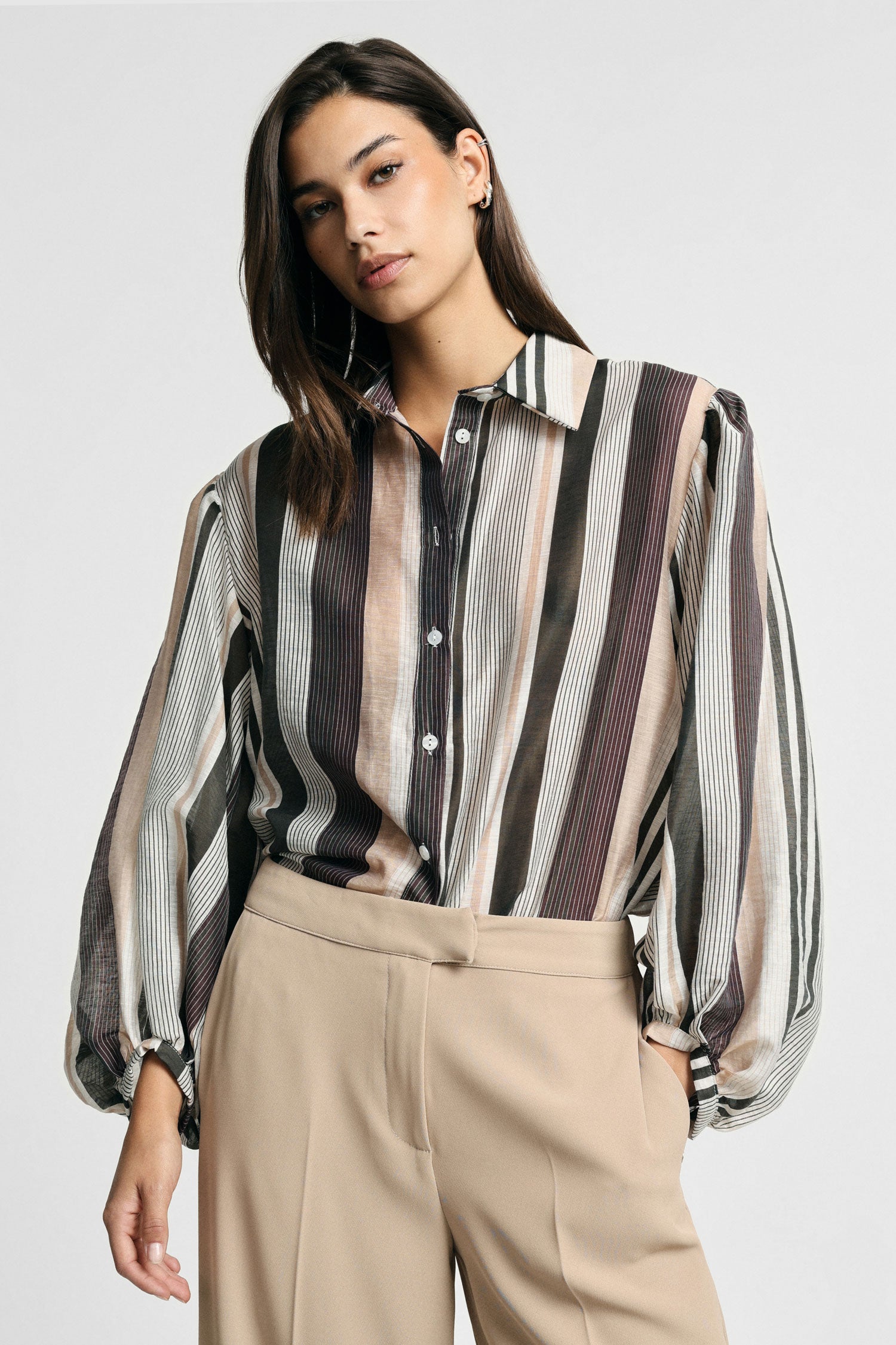 Chemise rayee manches bouffantes Please Femme vue portee