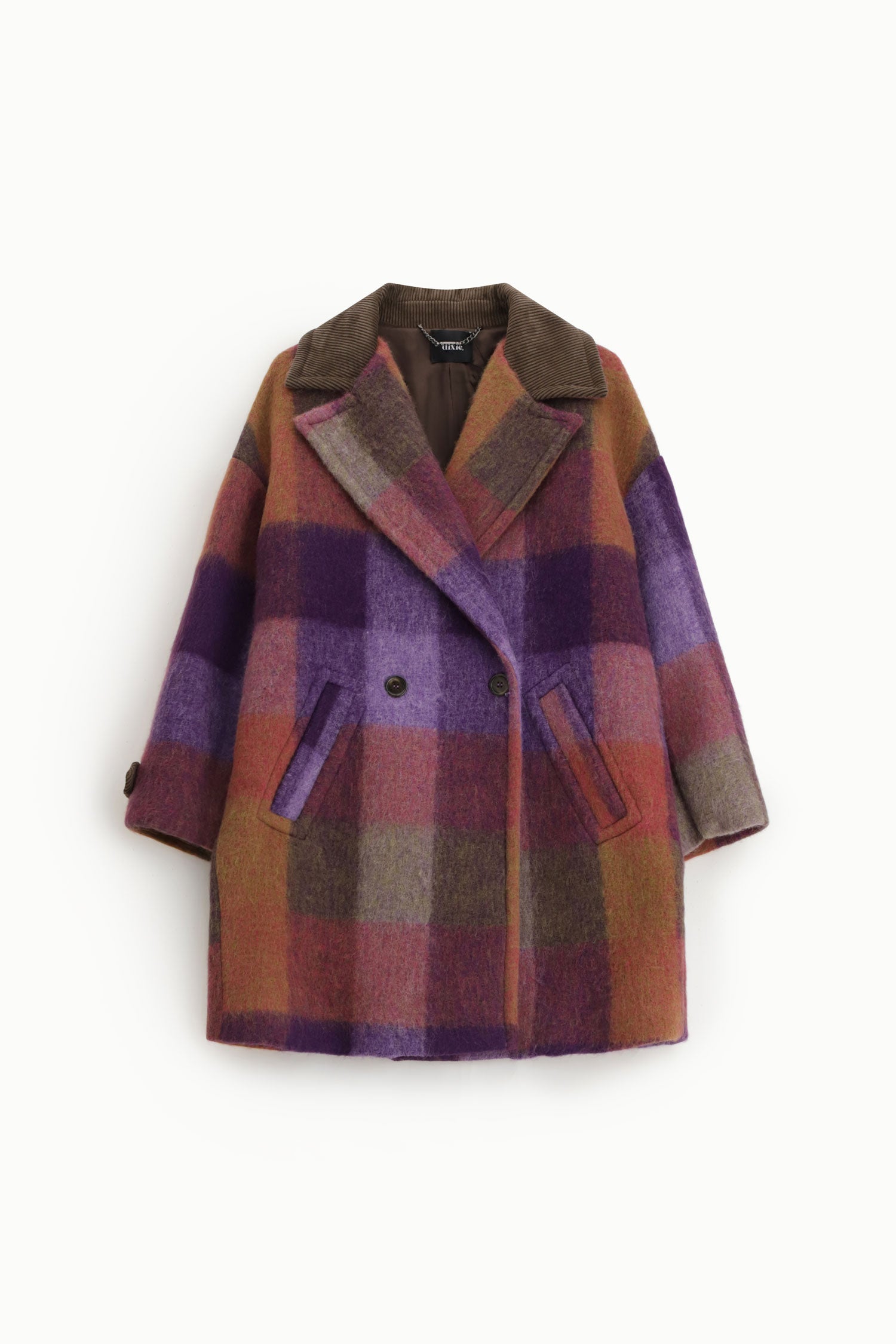 Manteau en laine vierge imprime multicolore Dixie Femme vue de face