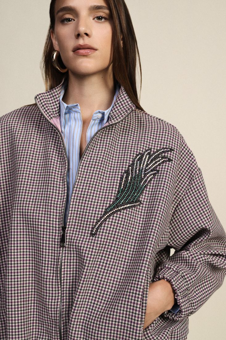 Blouson bomber imprime avec broderie multicolore Dixie Femme vue de profil