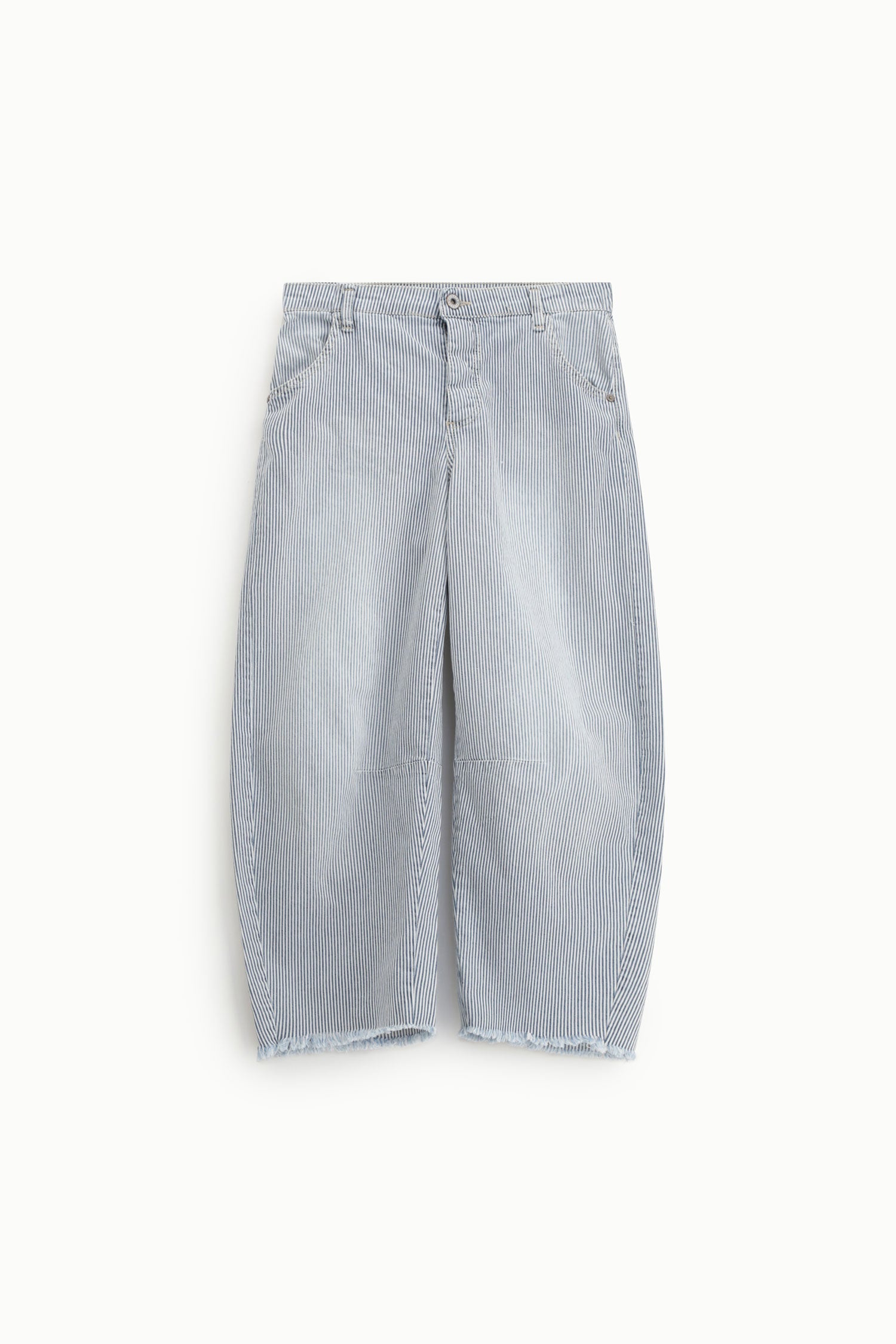 Jean à rayures coupe ballon avec ourlet effiloché – Please