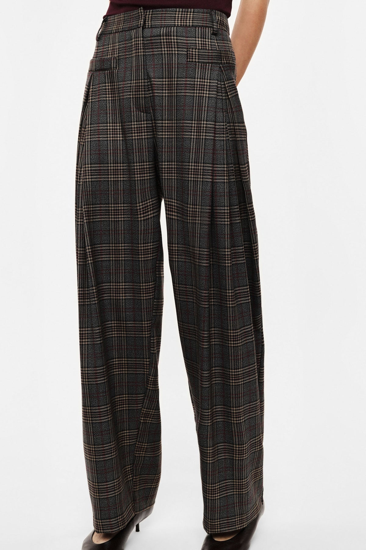 Pantalon en drap flanelle prince de Galles gris et camel – Imperial