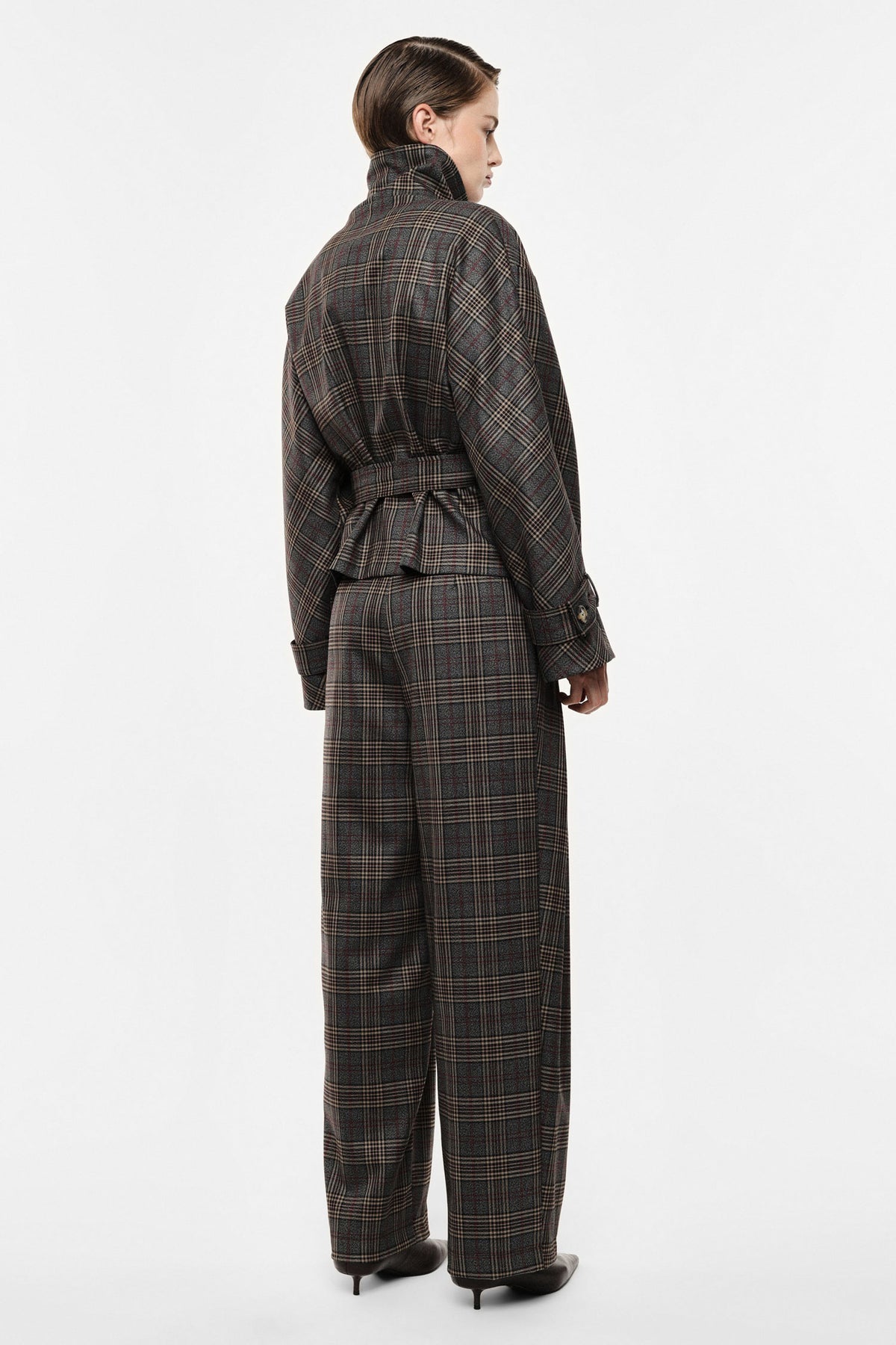 Pantalon en drap flanelle prince de Galles gris et camel – Imperial