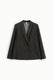 Image de Blazer croisé à revers châle pied-de-poule chocolat – Femme