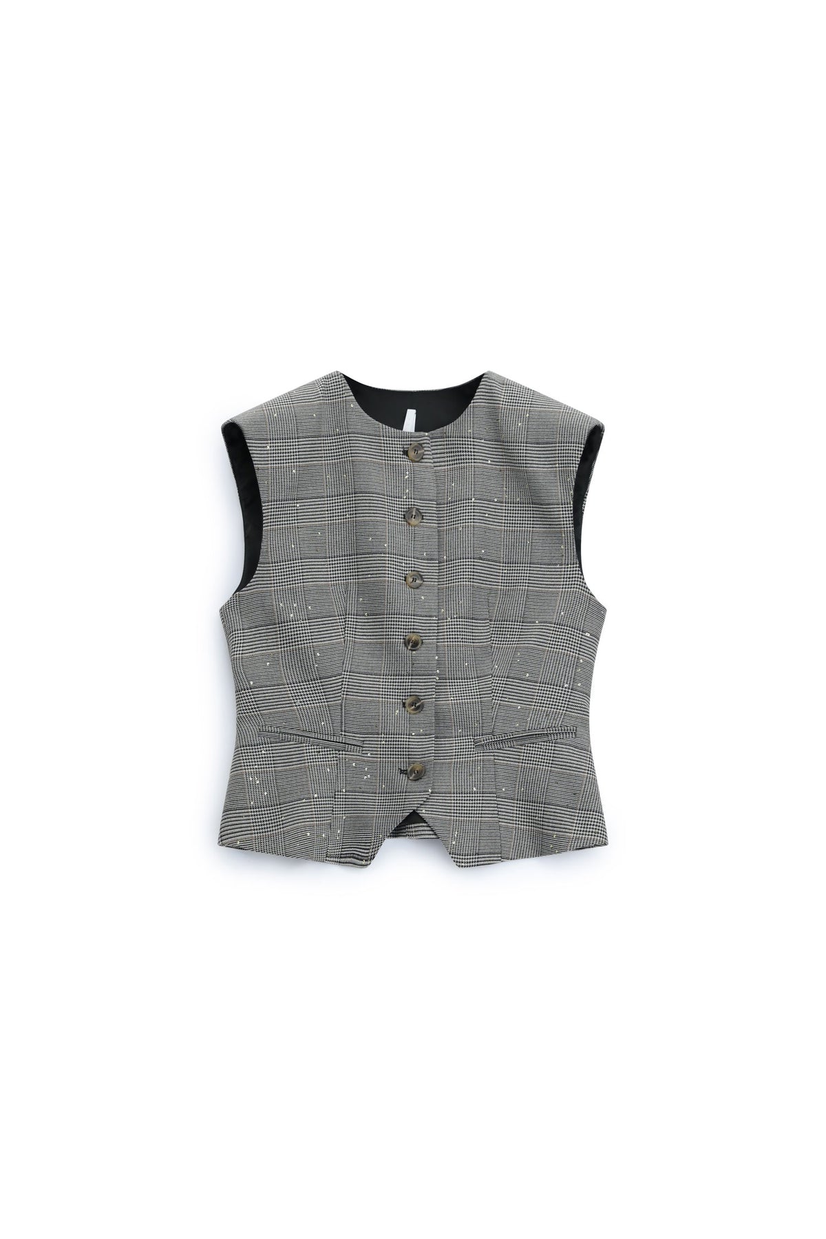 Gilet de tailleur prince-de-galles pailleté gris et noir – Femme
