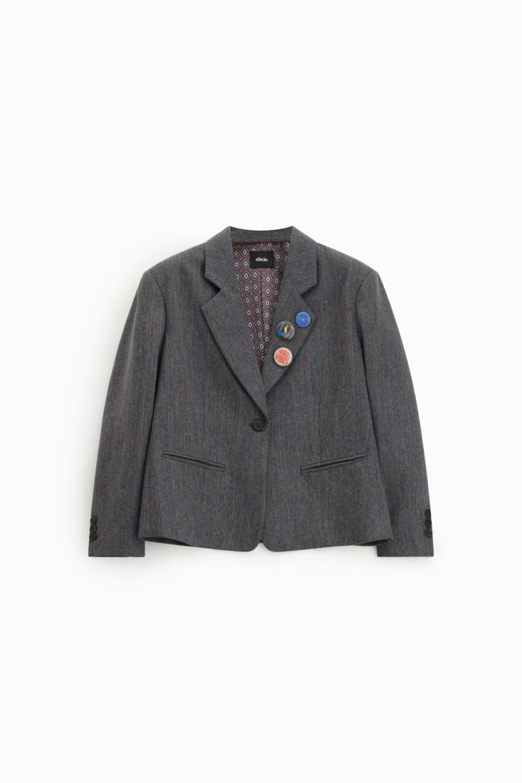 Blazer raye a badges decoratifs anthracite Dixie Femme vue produit