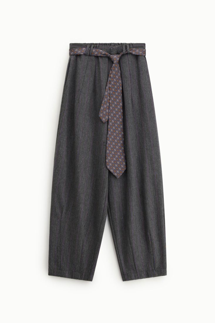 Pantalon palazzo raye anthracite avec ceinture imprimee Dixie Femme vue produit