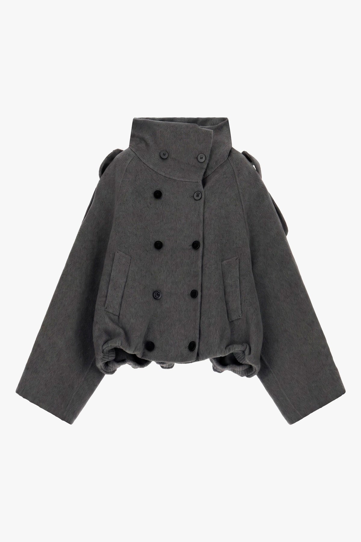 Caban court croisé à col montant anthracite Imperial Femme, vue à plat