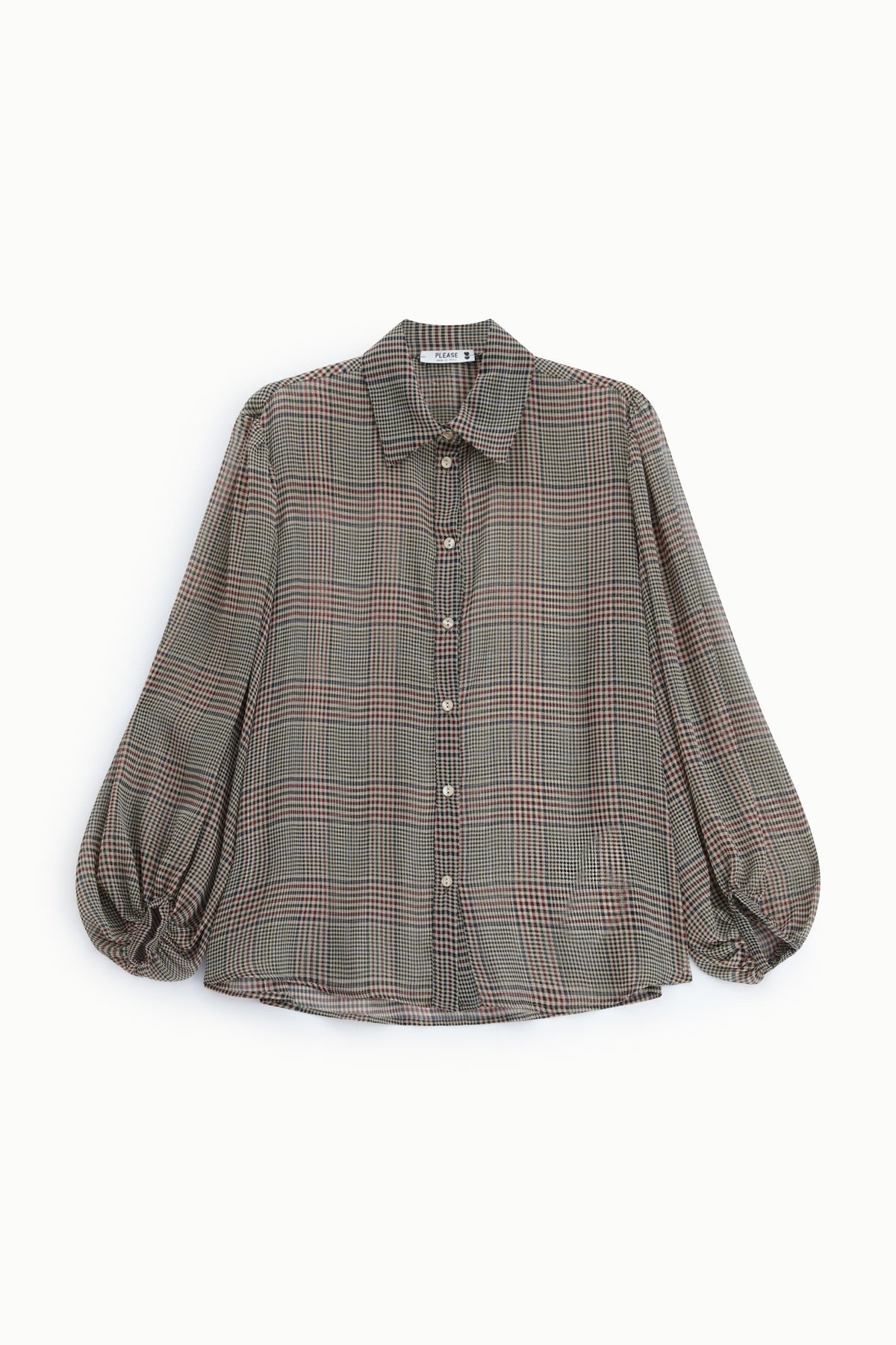 Chemise à carreaux manches ballon chocolat et rouille – Femme