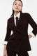 Image de Blazer de smoking manches 3/4 satin bordeaux – Femme