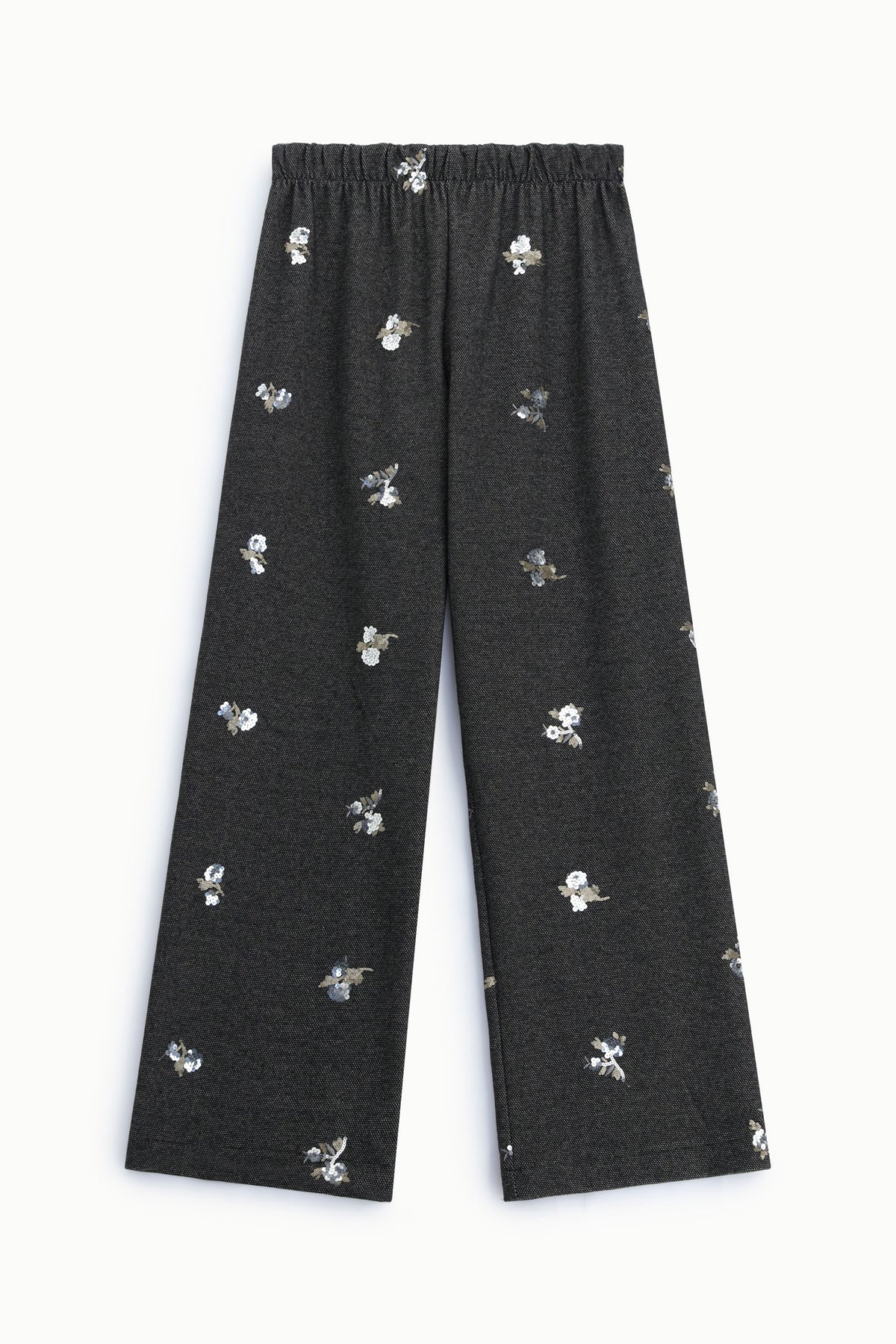 Pantalon large en maille brodée de sequins noir et marron – Femme