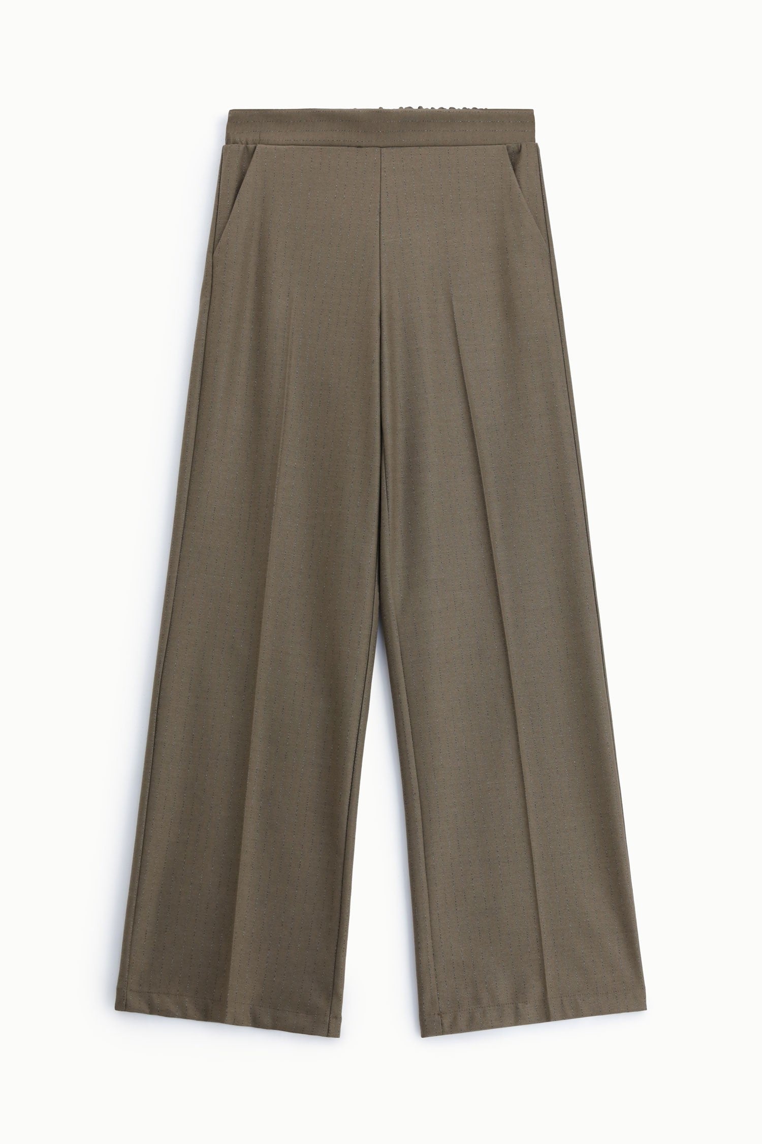 Pantalon baggy en drap sergé rayé lurex Imperial, vue de face à plat
